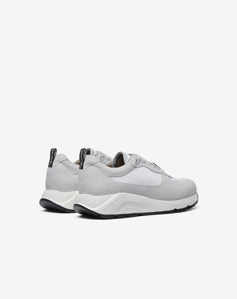 White nylon and suede running shoes 3