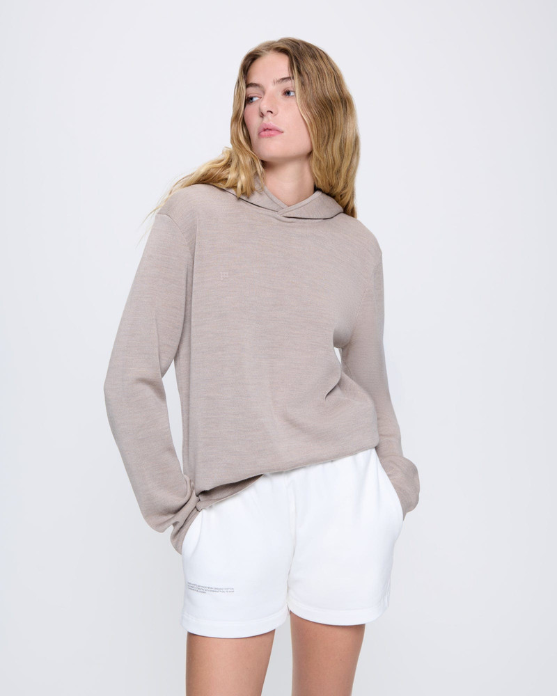PANGAIA Womens DNA Regenerative Merino Wool Hoodie - Stone Marl outlook