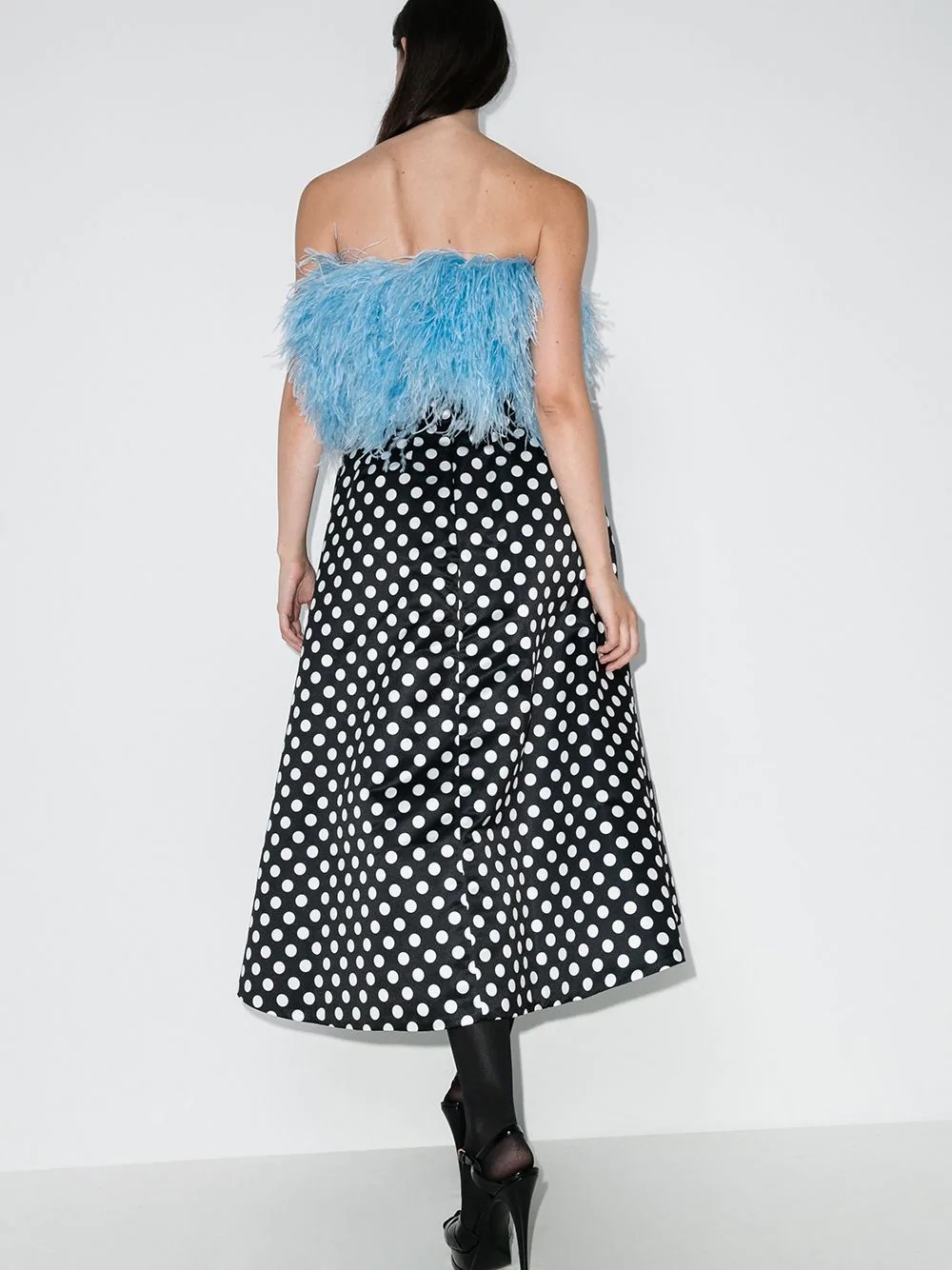 feather bodice polka dot dress - 3