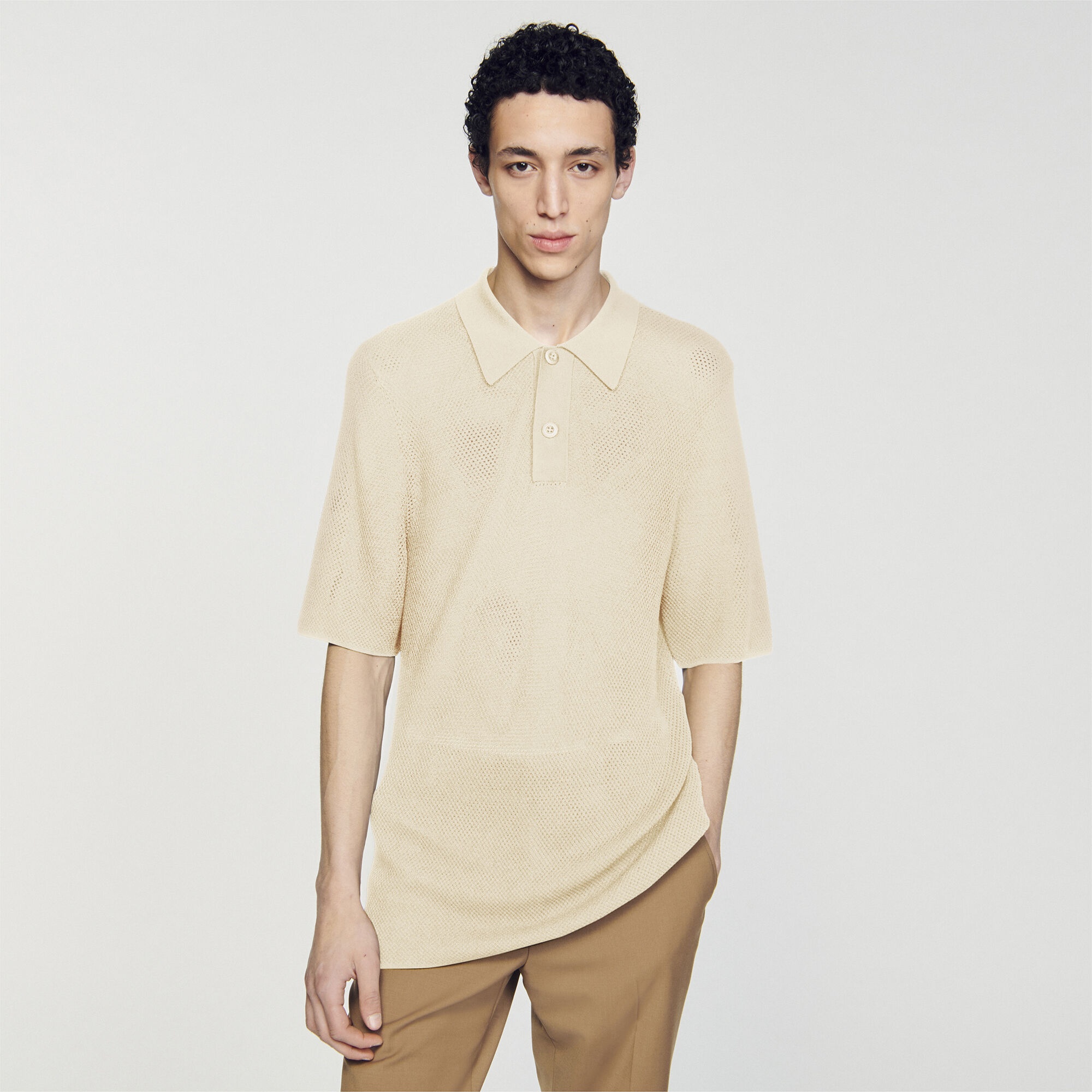 OPENWORK KNIT POLO SHIRT - 5