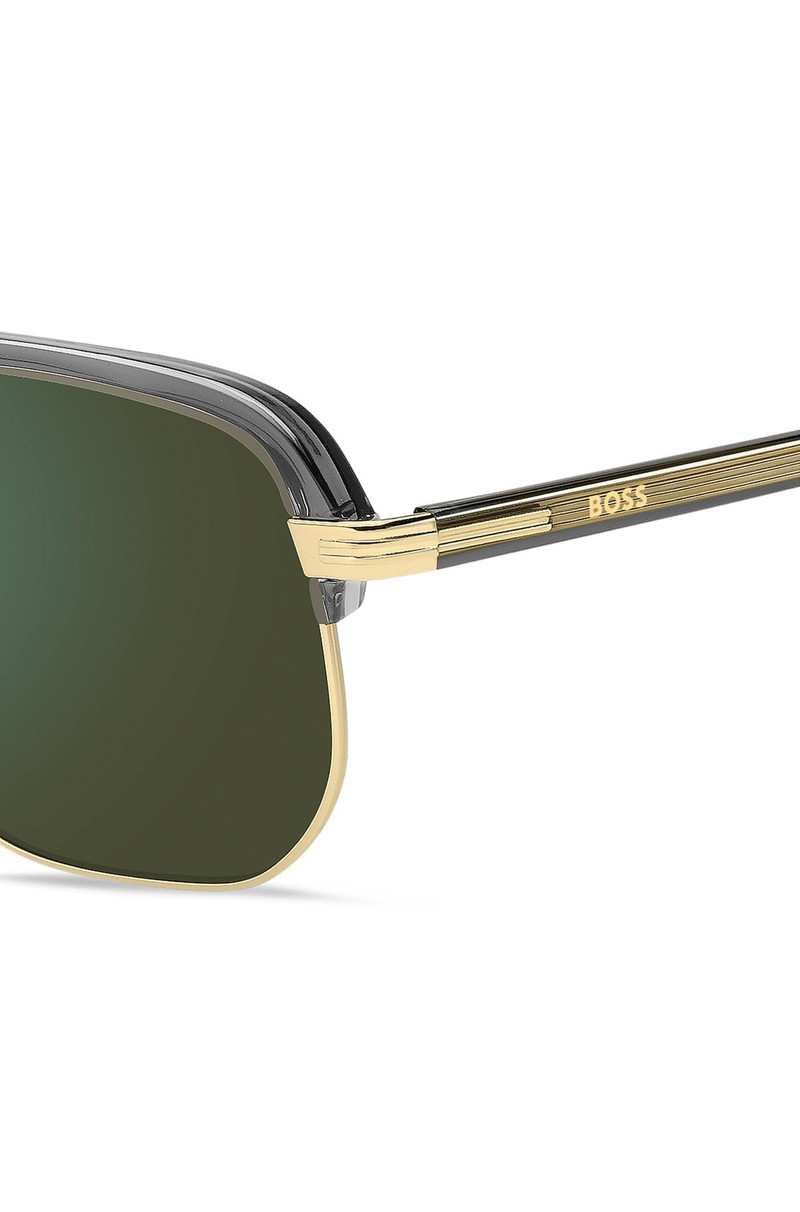 BOSS GOLD-TONE SUNGLASSES WITH SPOILER-EFFECT DOUBLE BRIDGE outlook