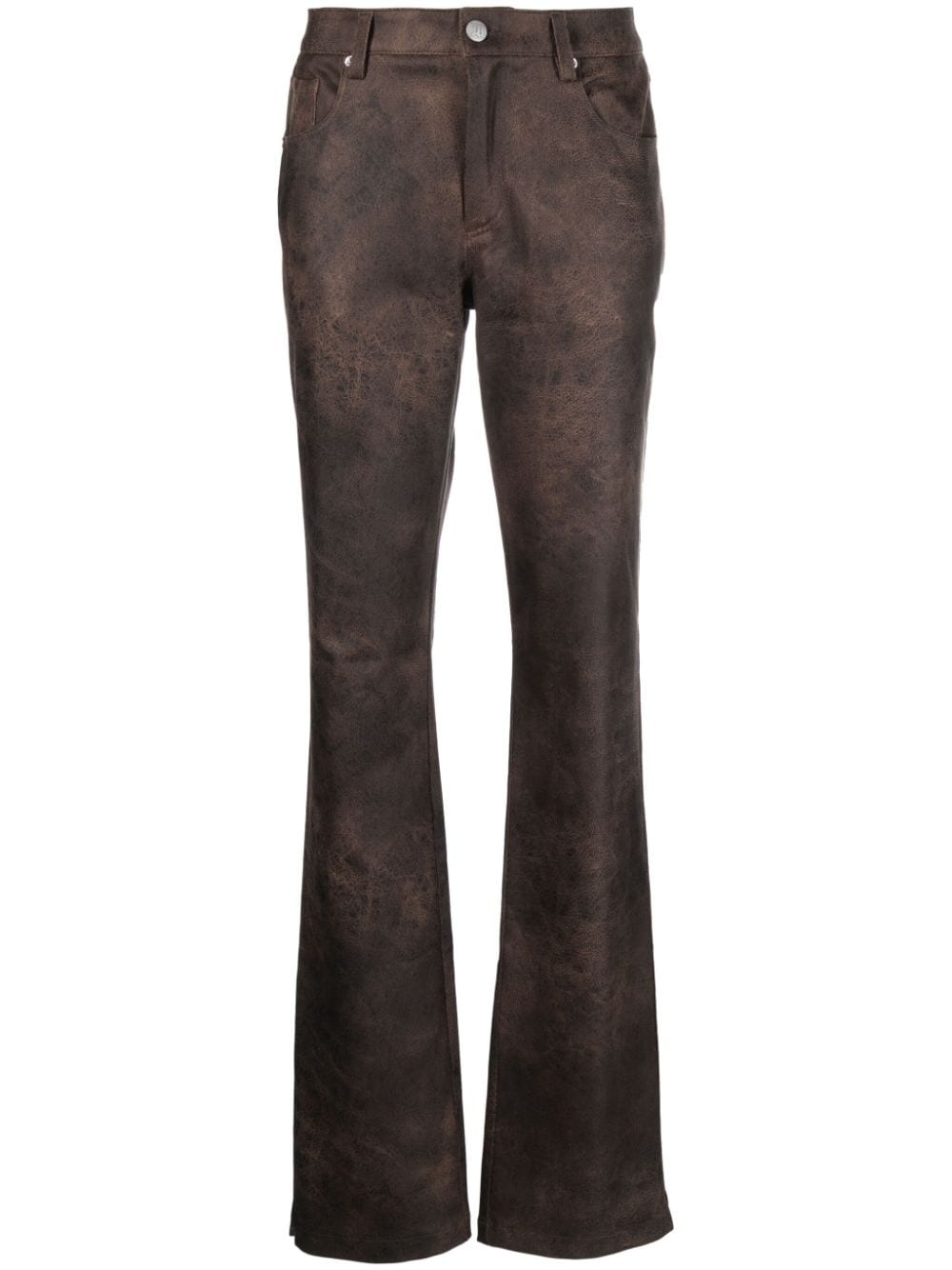 washed-effect flared trousers - 1