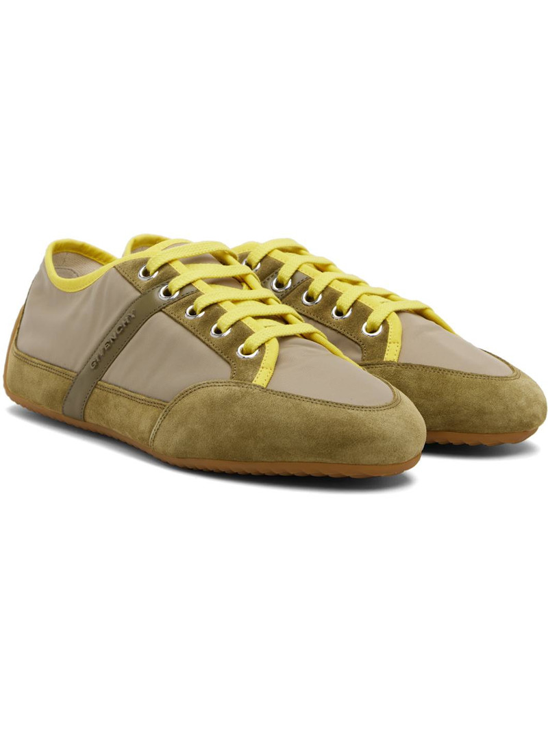 Khaki & Yellow Slim Sneakers 4