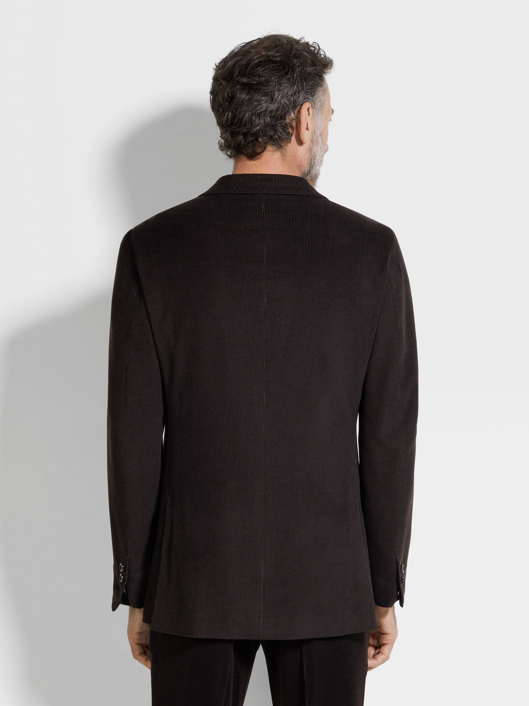 DARK BROWN CASHMERE WOOL AND SILK BLEND JACKET - 4
