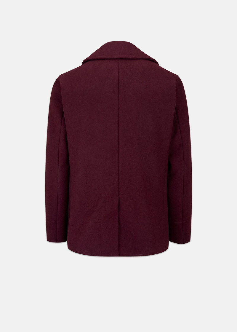 GLOVERALL Men's Admiralty Melton Wool Peacoat Burgundy outlook