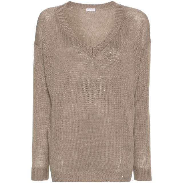 Beige sweater with sequins - 1