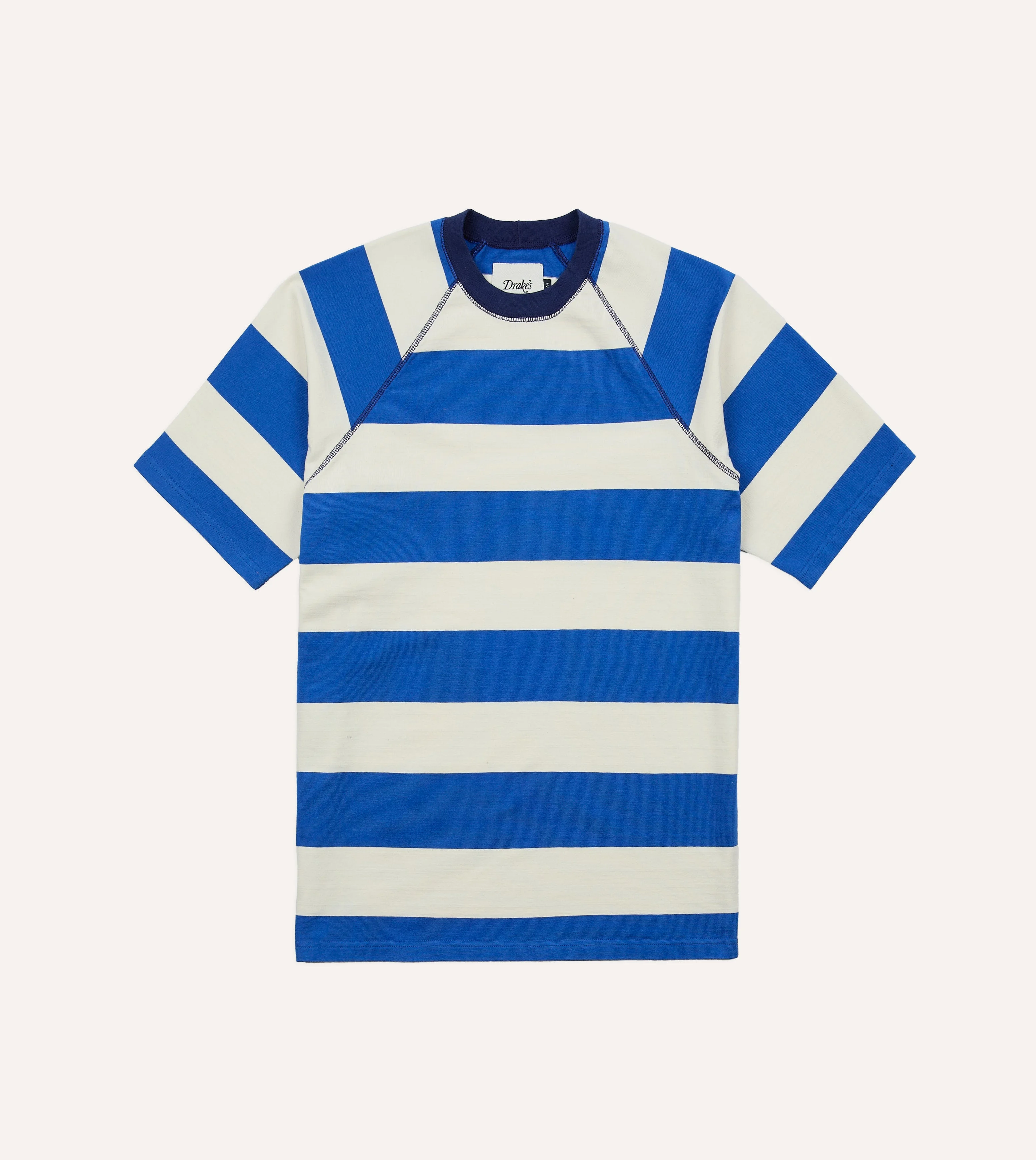 Blue and White Stripe Raglan Sleeve Hiking T-Shirt - 1