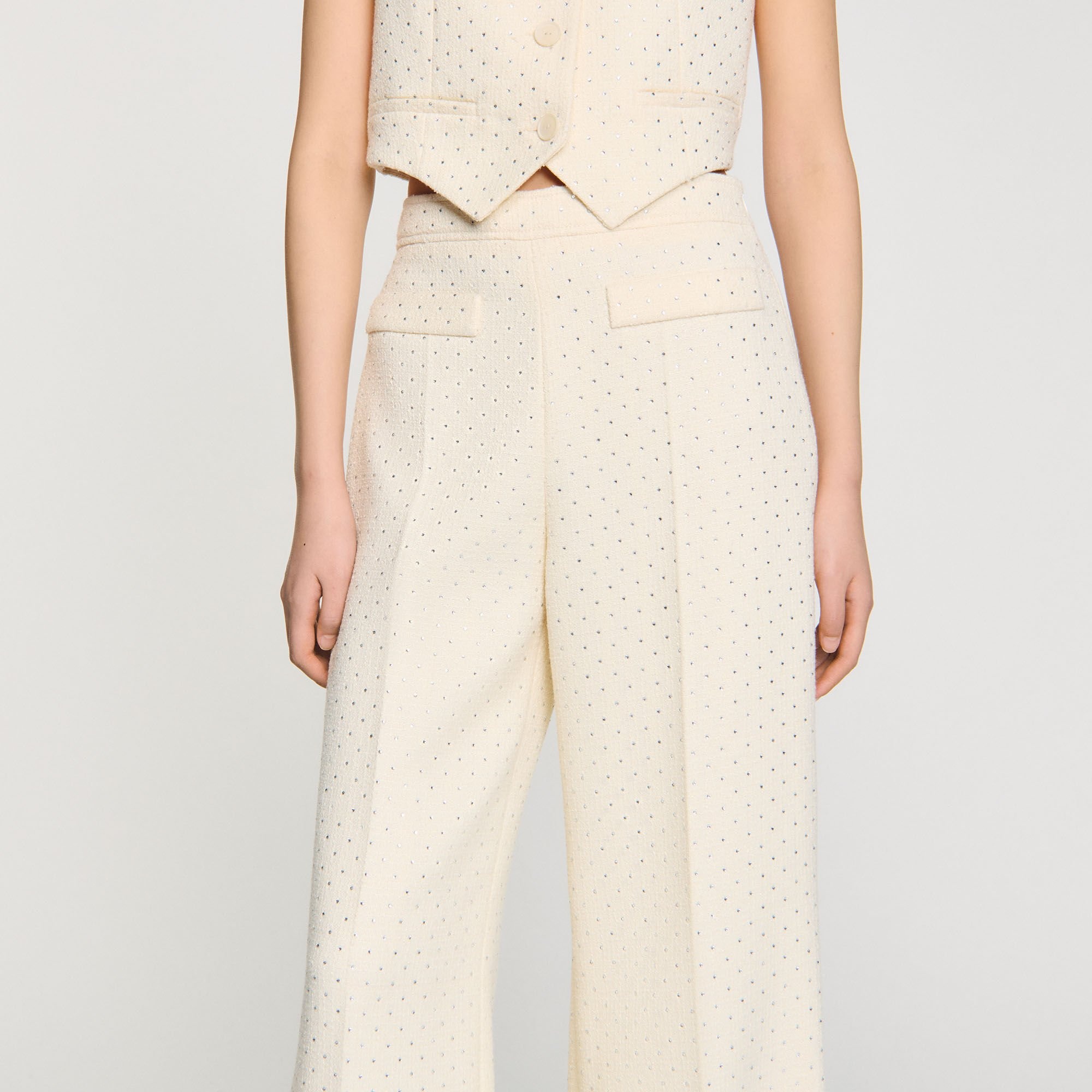 TWEED RHINESTONE-COVERED TROUSERS - 3