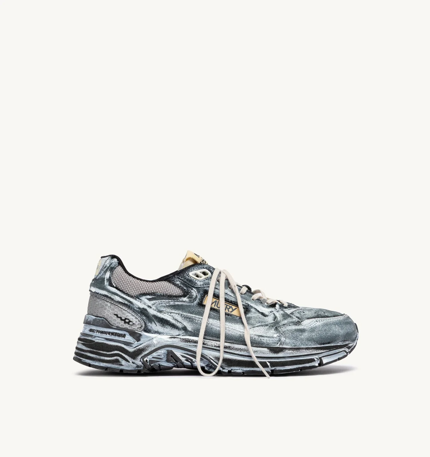 HYPERWAY SUPER VINTAGE SNEAKERS IN BLACK AND SILVER SUEDE - 1