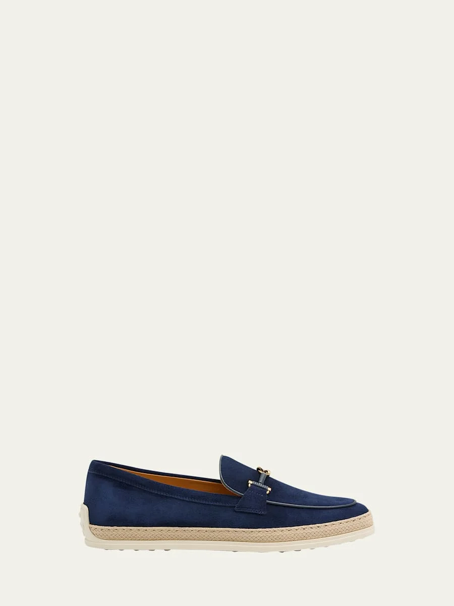 Suede T-Ring Espadrille Loafers - 1