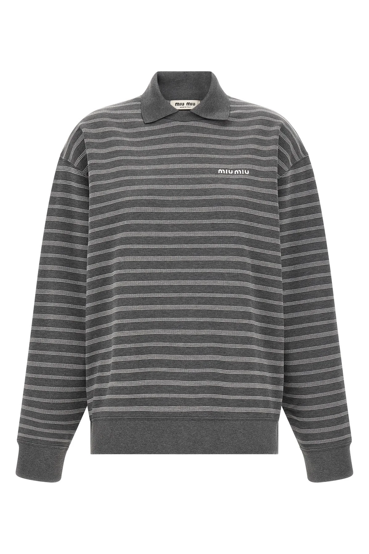 Striped Collared Sweatshirt - 1