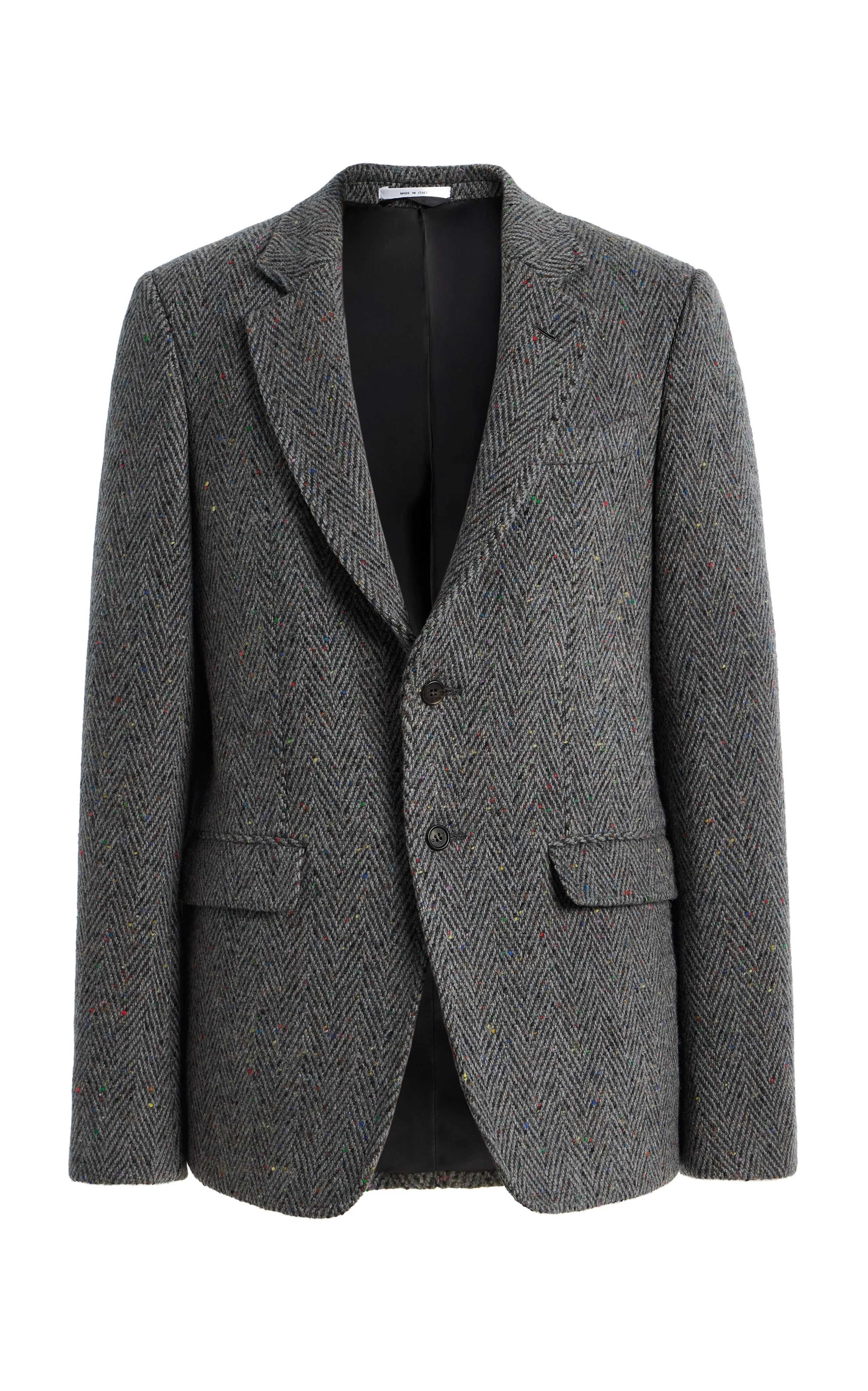 Irving Jacket in Charcoal Multi Cashmere Wool Herringbone - 1