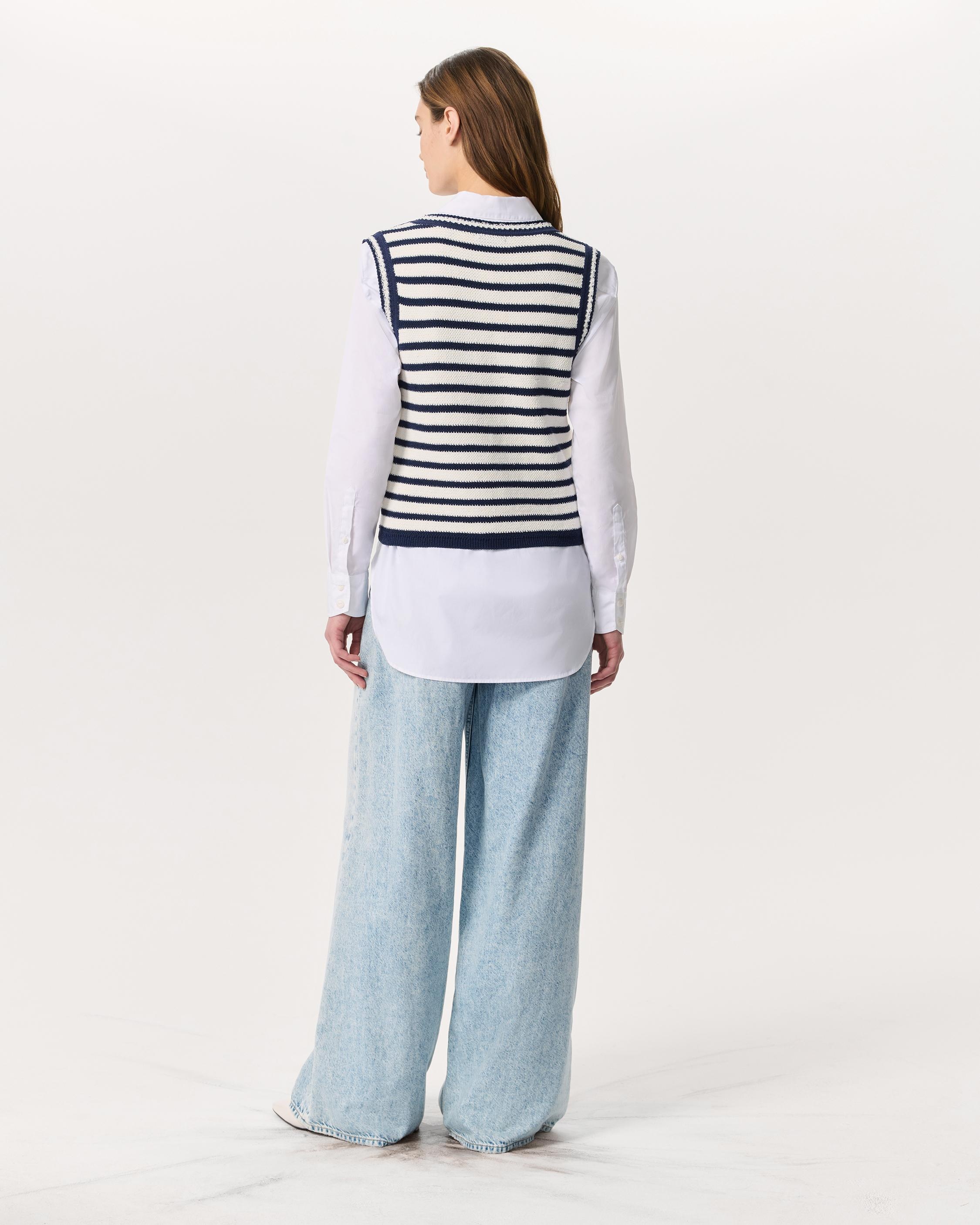 Meghan Crochet-Trim Striped Sweater Vest - 5