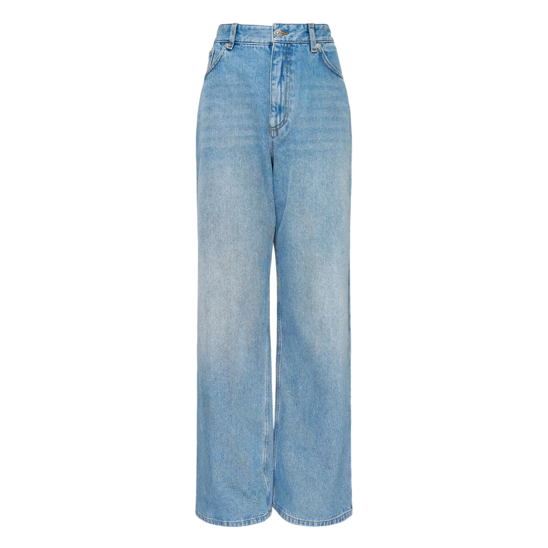 Embroidered Denim Straight Jeans - 1