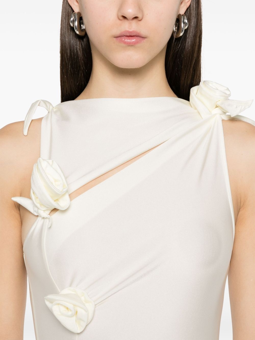 asymmetric flower maxi dress - 5