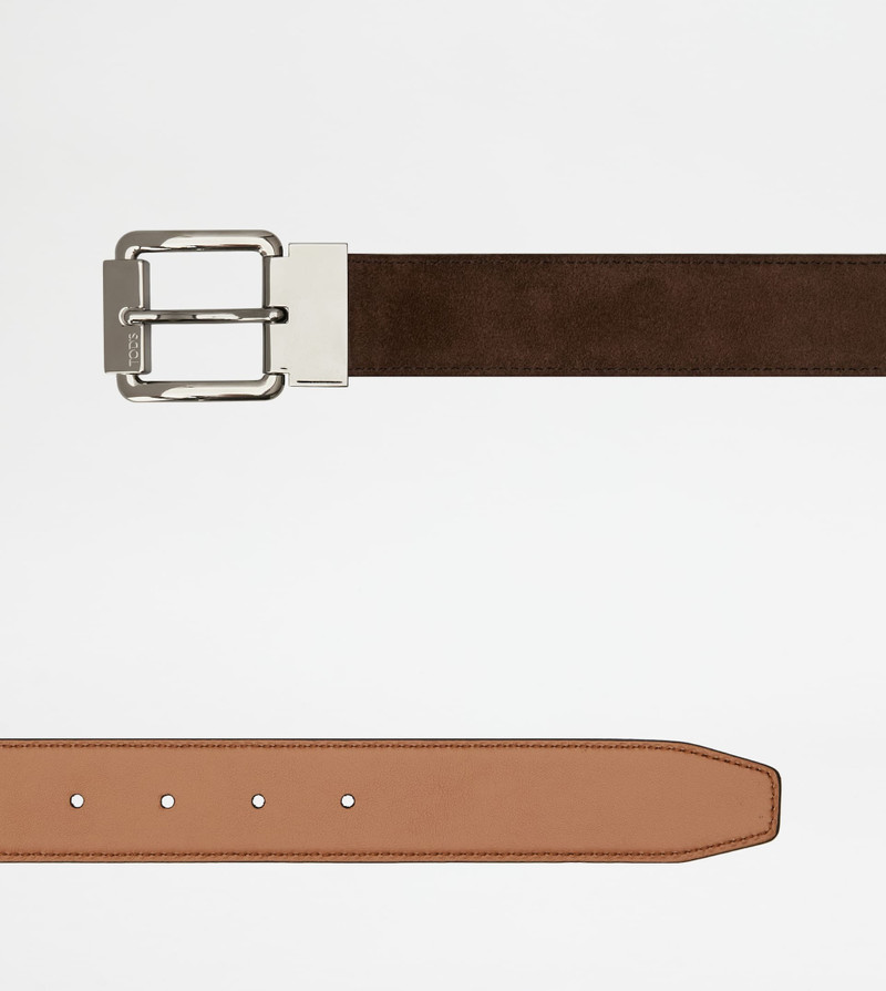 REVERSIBLE BELT IN SUEDE - BROWN 3