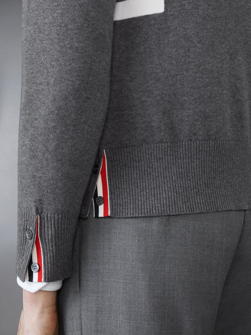 Cotton 4-Bar Relaxed Fit V Neck Cardigan 5