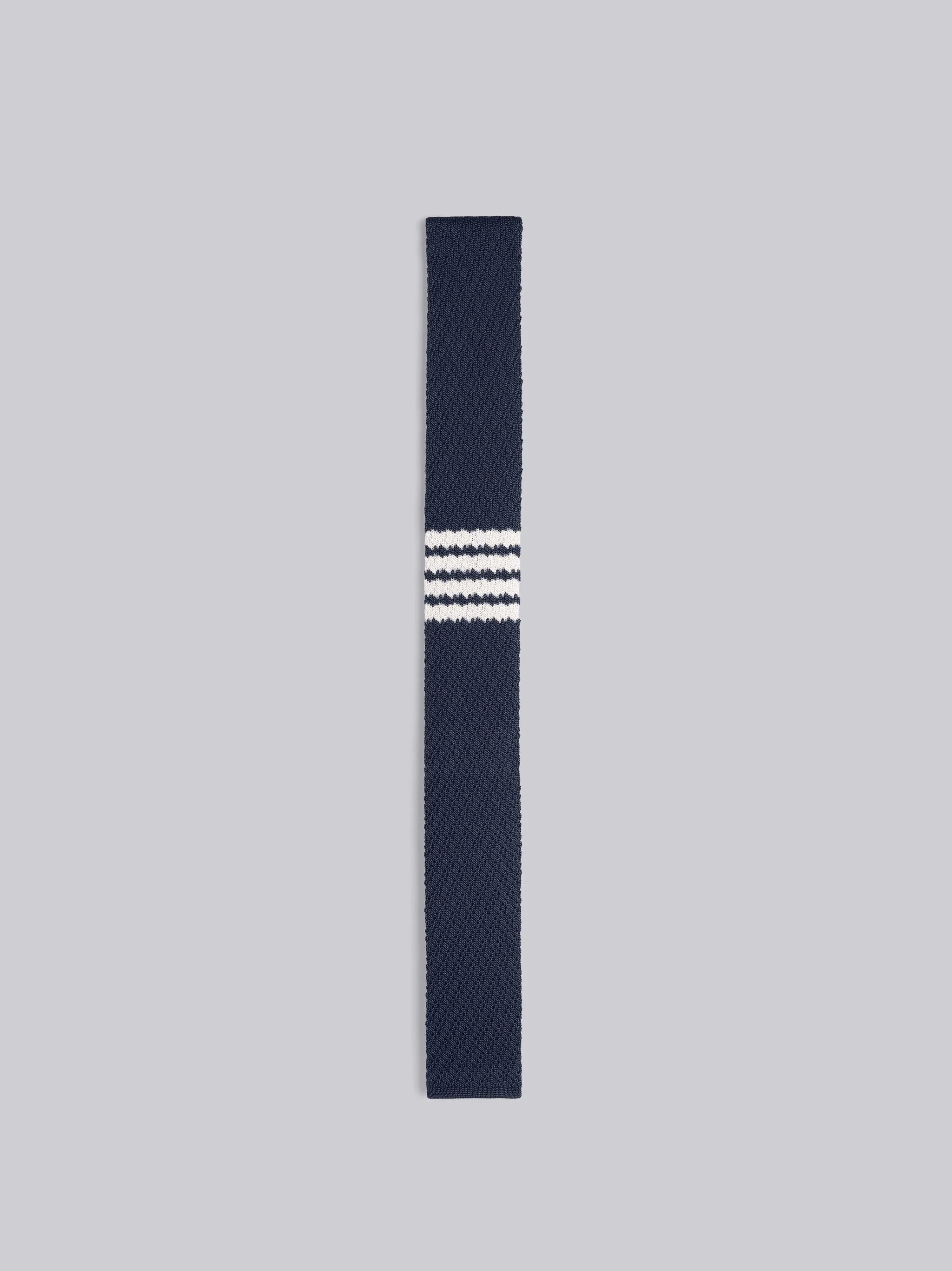 Navy Silk Knit 4-Bar Tie - 1