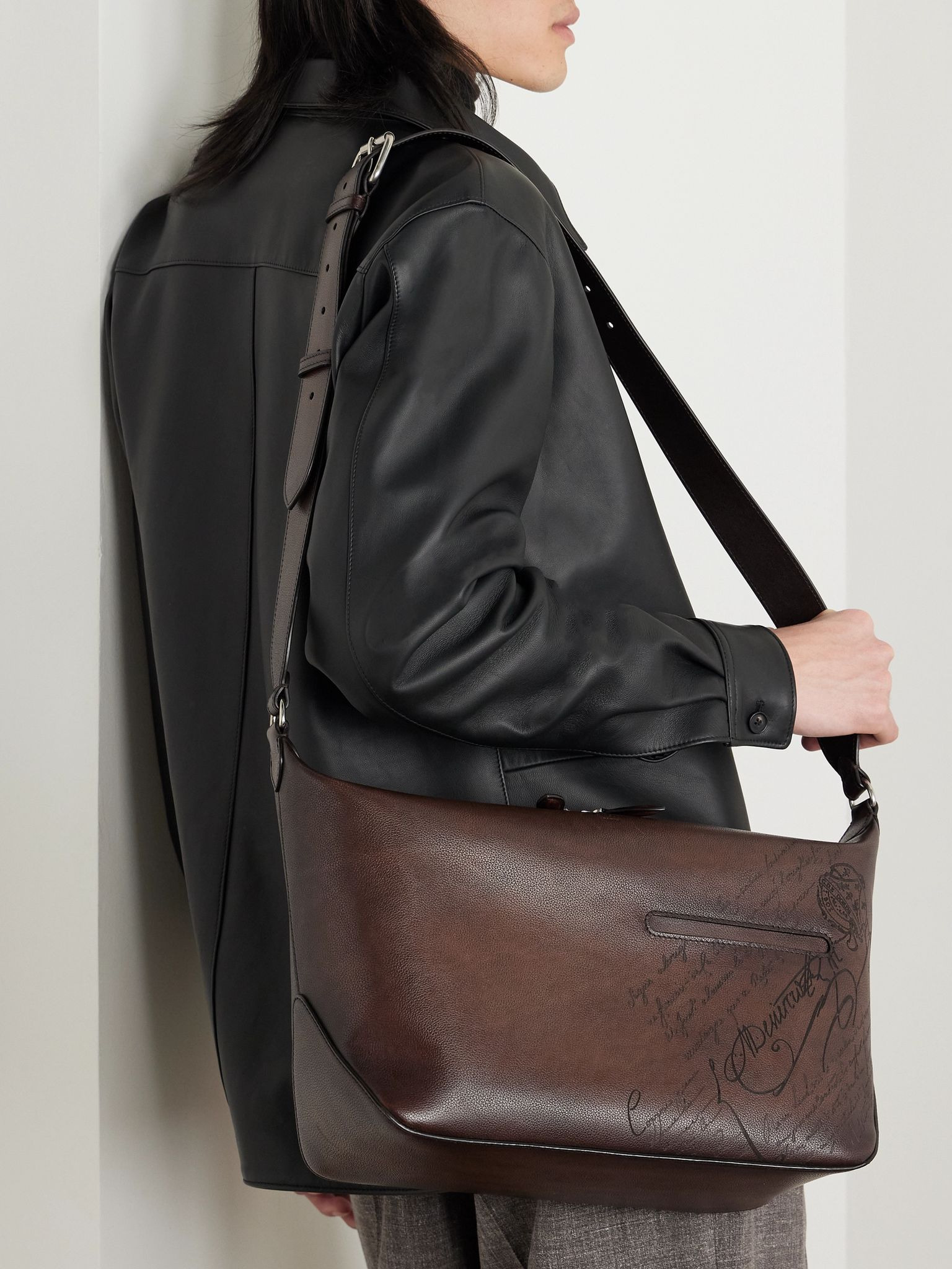 Toujours Scritto Venezia Leather Messenger Bag Brown - 2