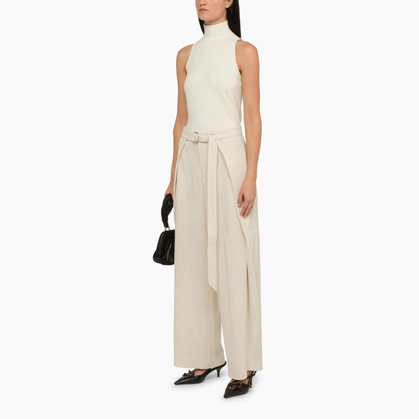 Ami Paris Ivory Trousers With Belt - 2