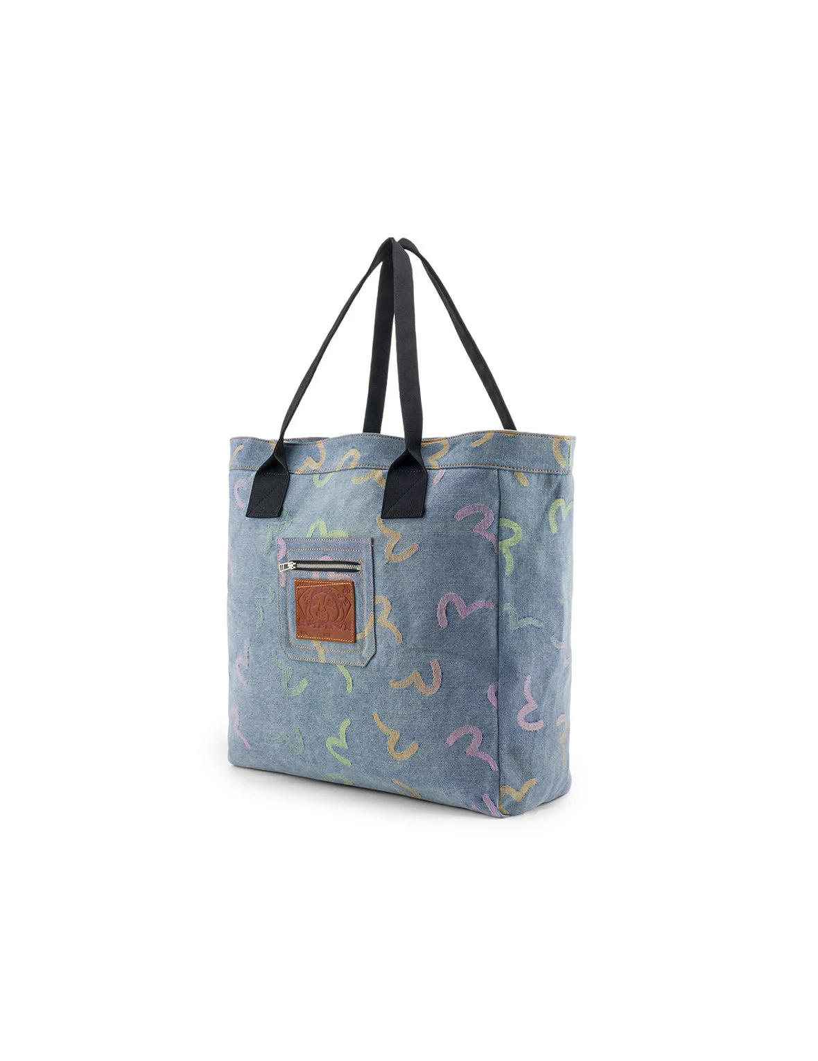 Allover Seagull Denim Tote Bag - 1