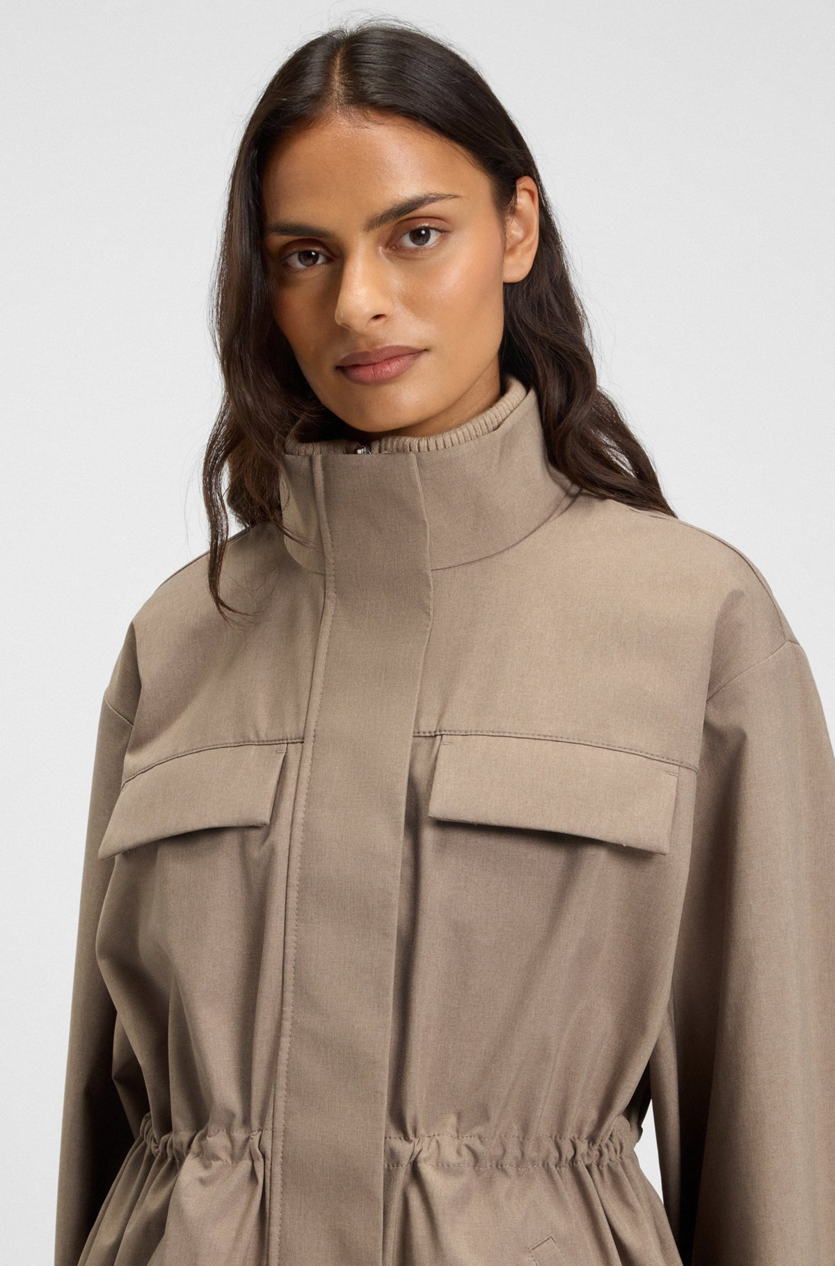 WATER-REPELLENT JACKET WITH GATHERED WAIST - 5