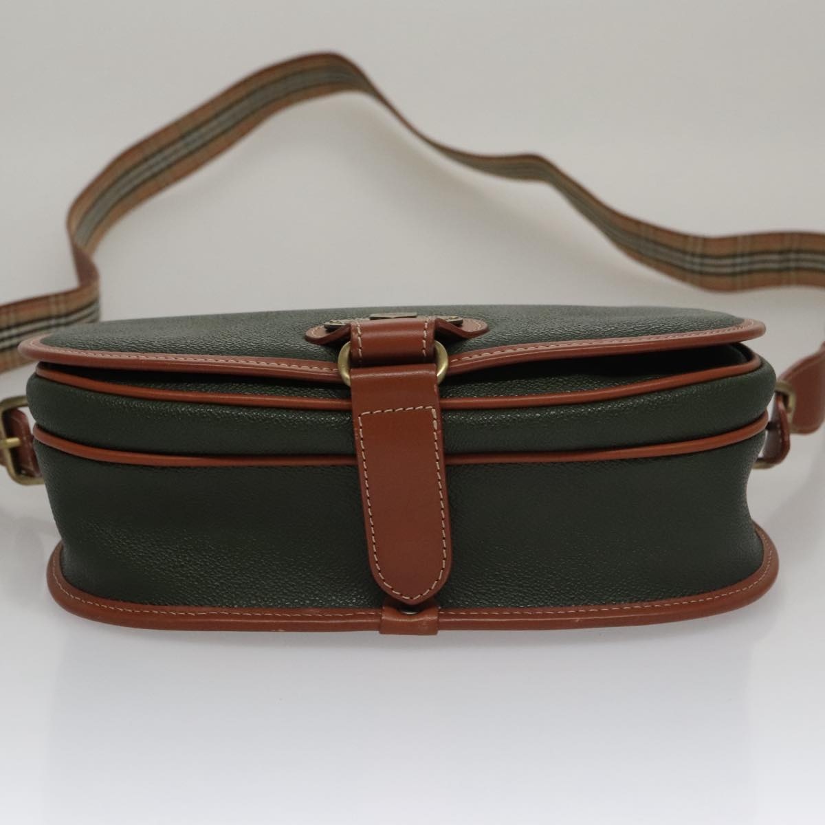 Burberry Shoulder Bag Pvc Leather Green Brown Gold - 9