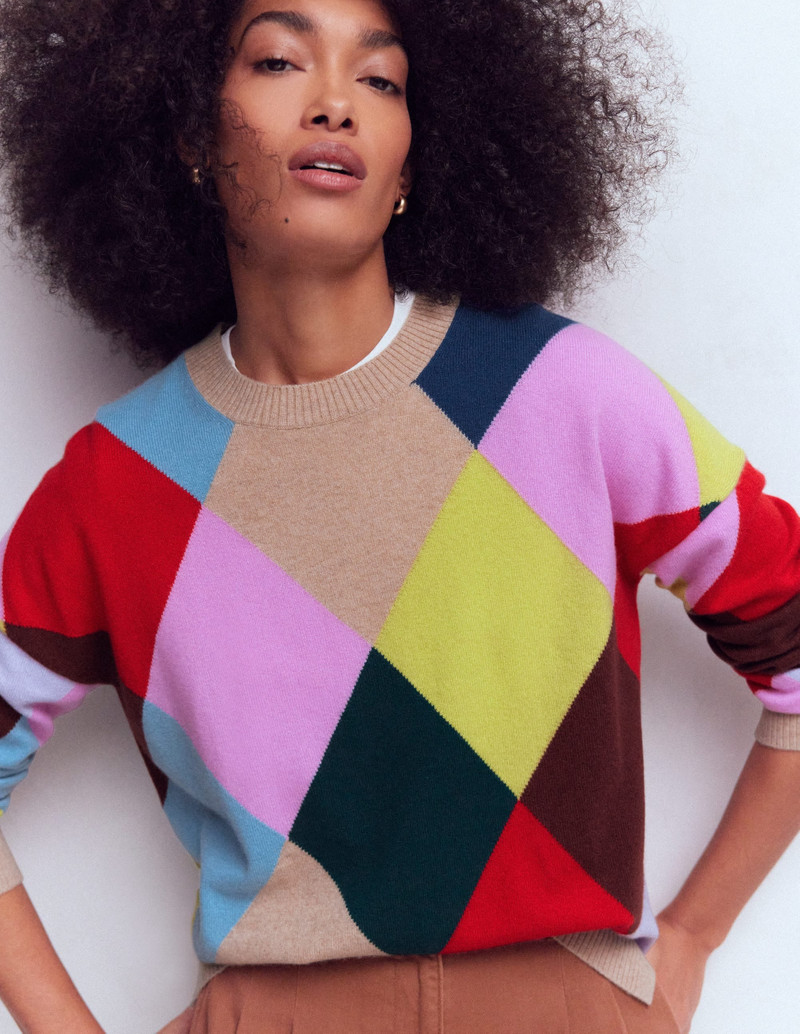 Anastasia Cashmere Sweater-Multi Harlequin Jumper 1