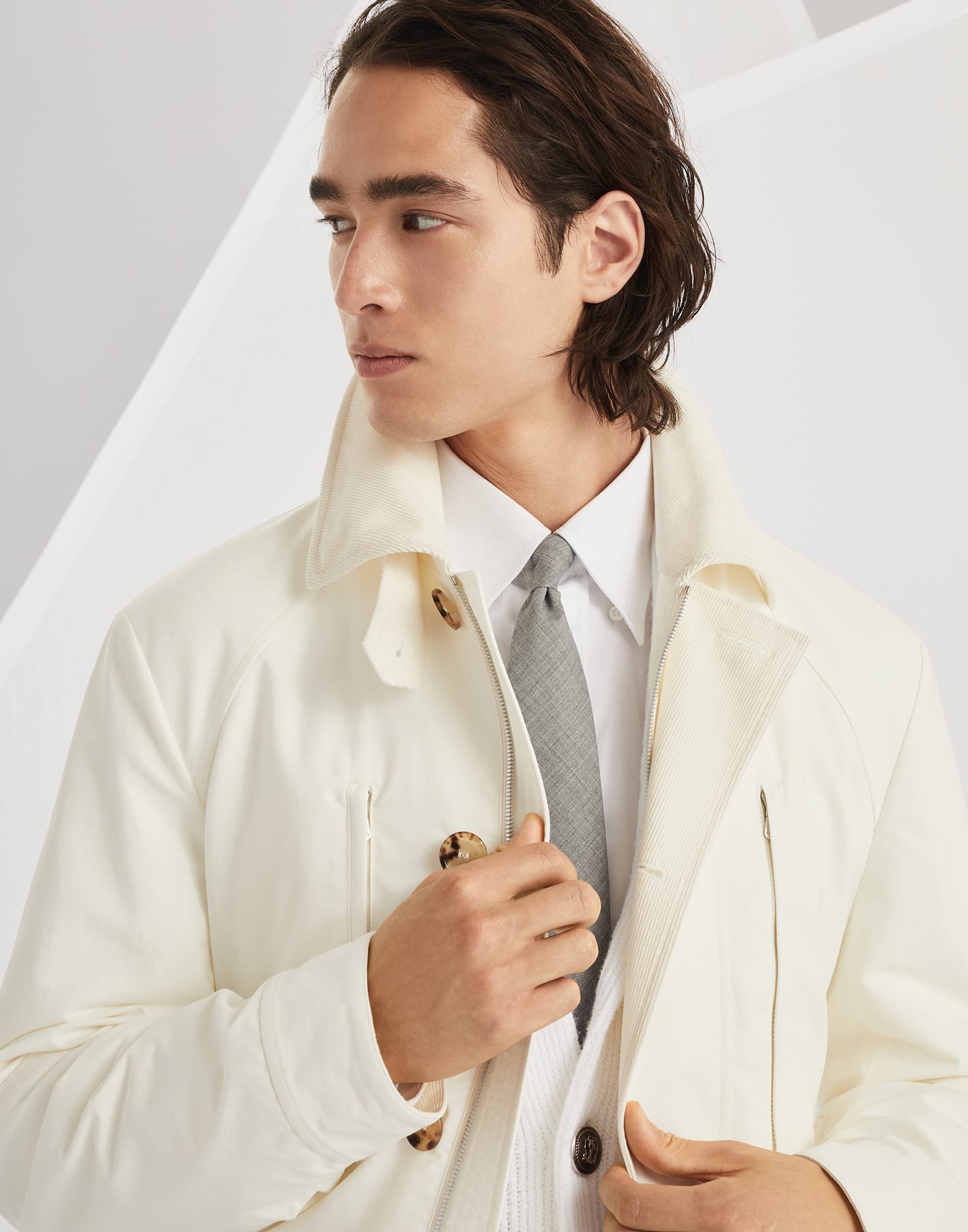 Water-resistant techno cotton gabardine belted parka - 3