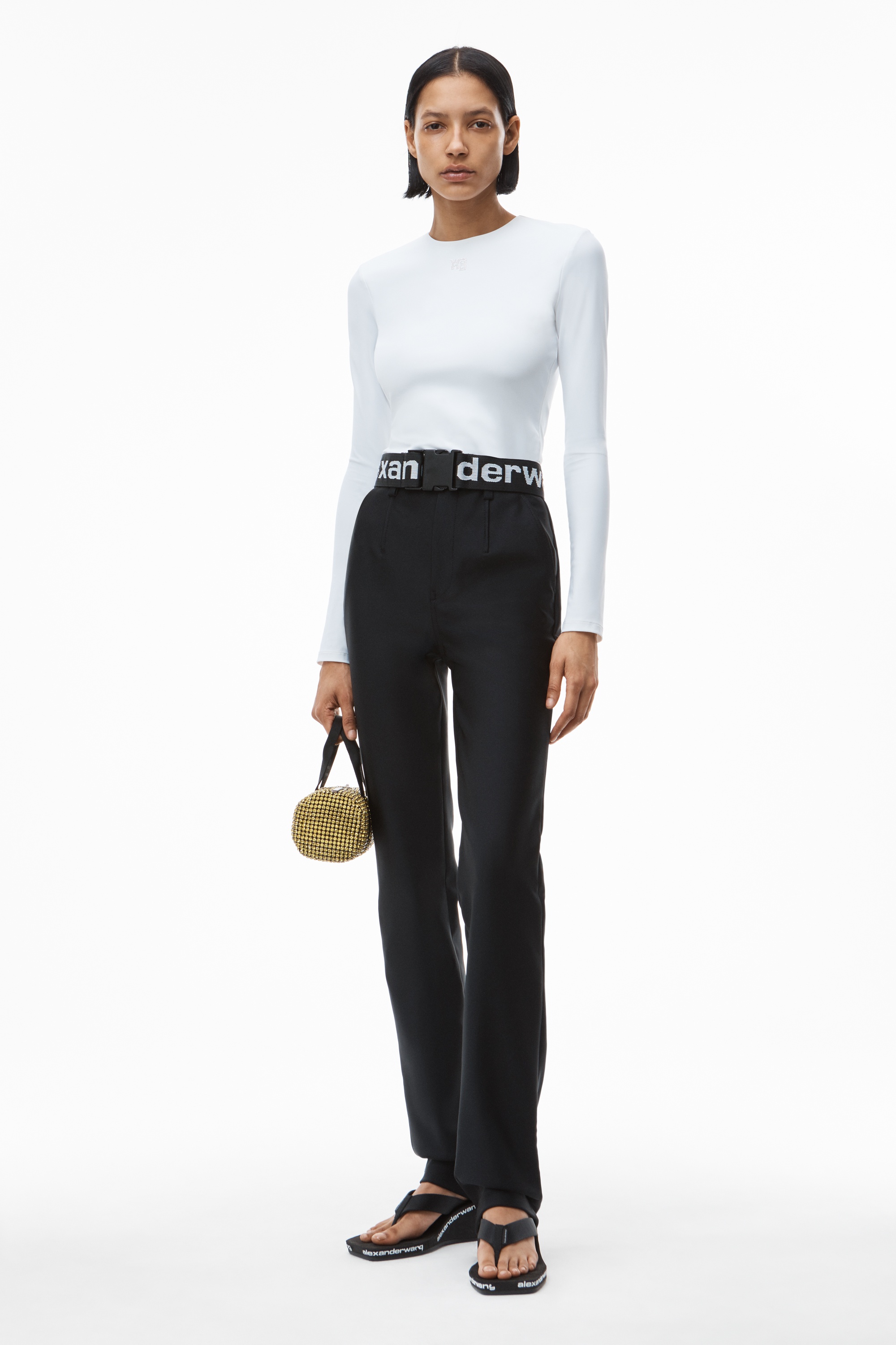 CRYSTAL LOGO BODYSUIT IN SCULPTED JERSEY - 6