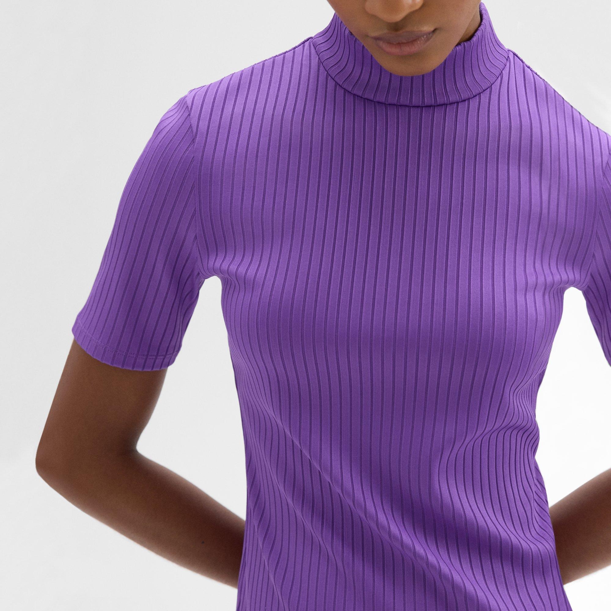 Mock Neck Short-Sleeve Top in Rib Knit - 5