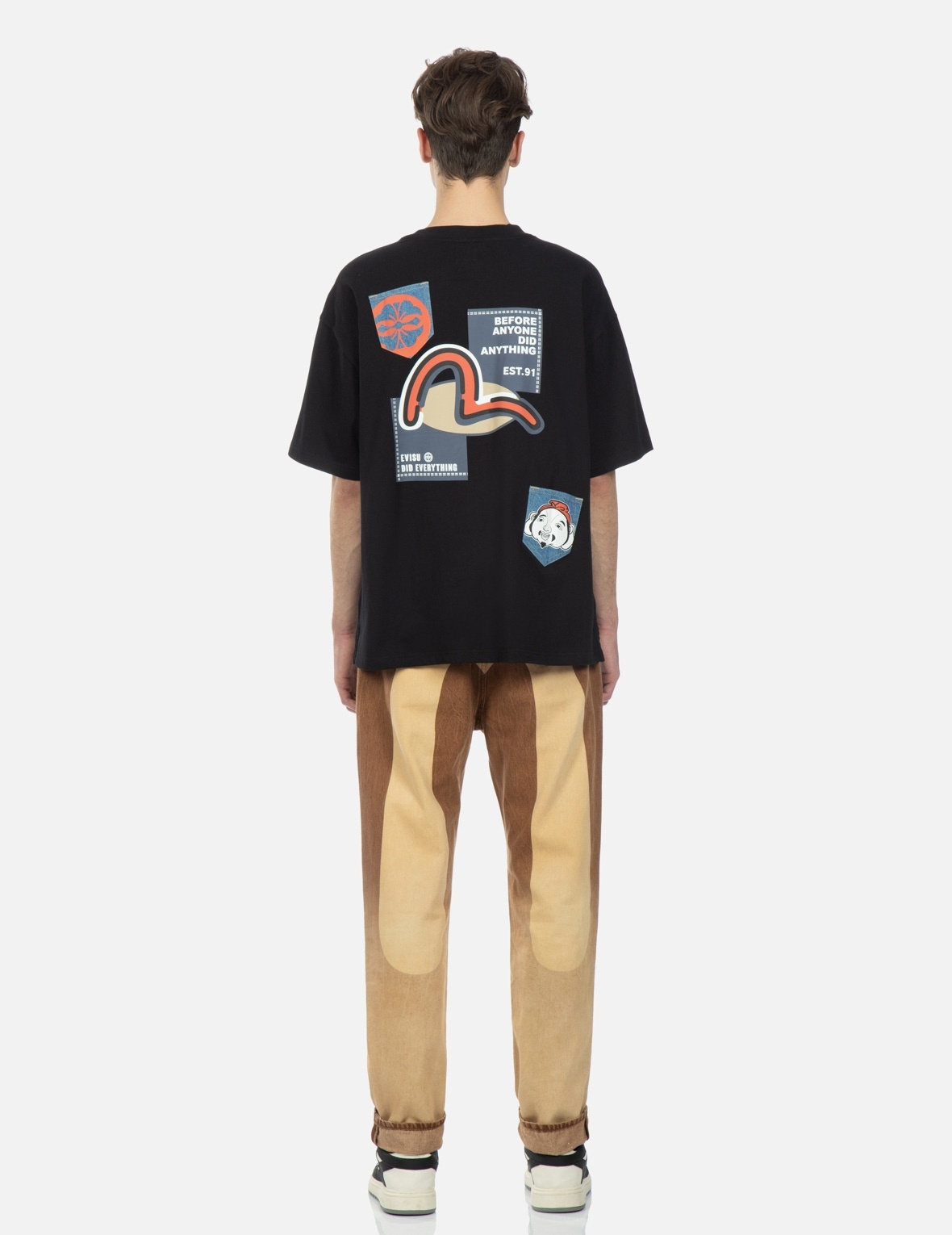 DAICOCK PRINT GRADIENT SPRAY-DYE CARROT-FIT JEANS #2017 - 5