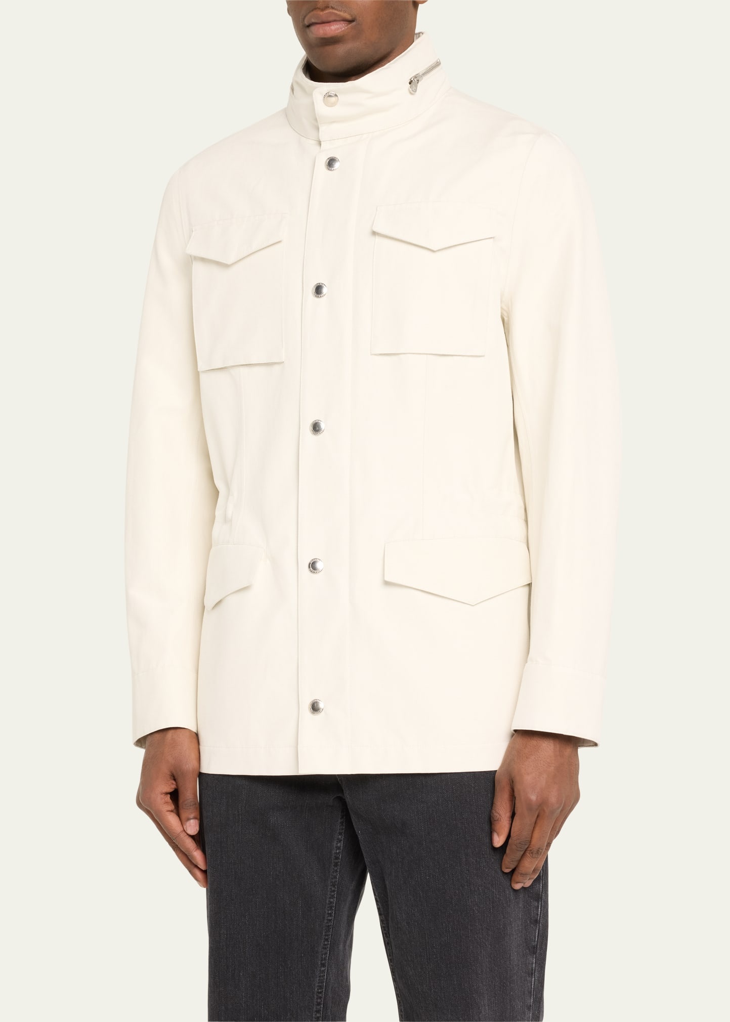 Men's Linen-Silk Concealed Zip Safari Jacket - 4