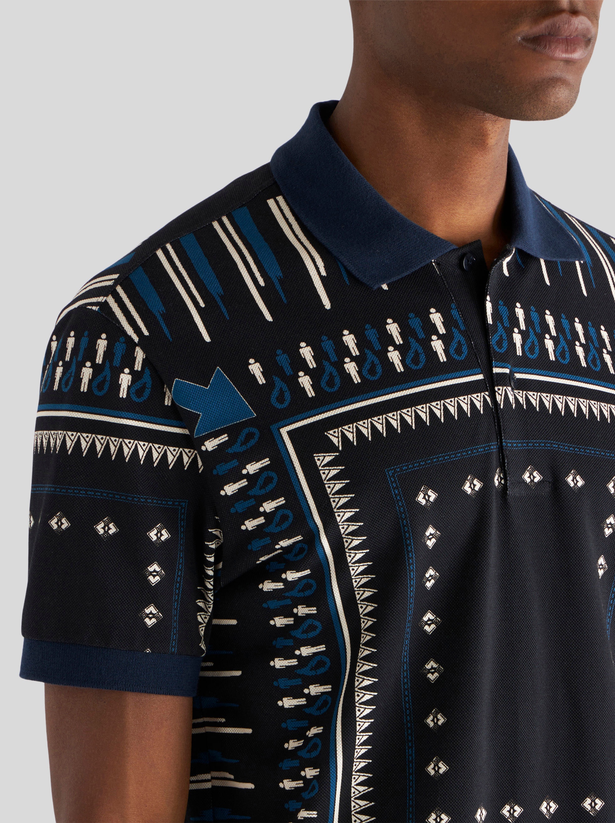 GEOMETRIC PRINT POLO SHIRT - 2