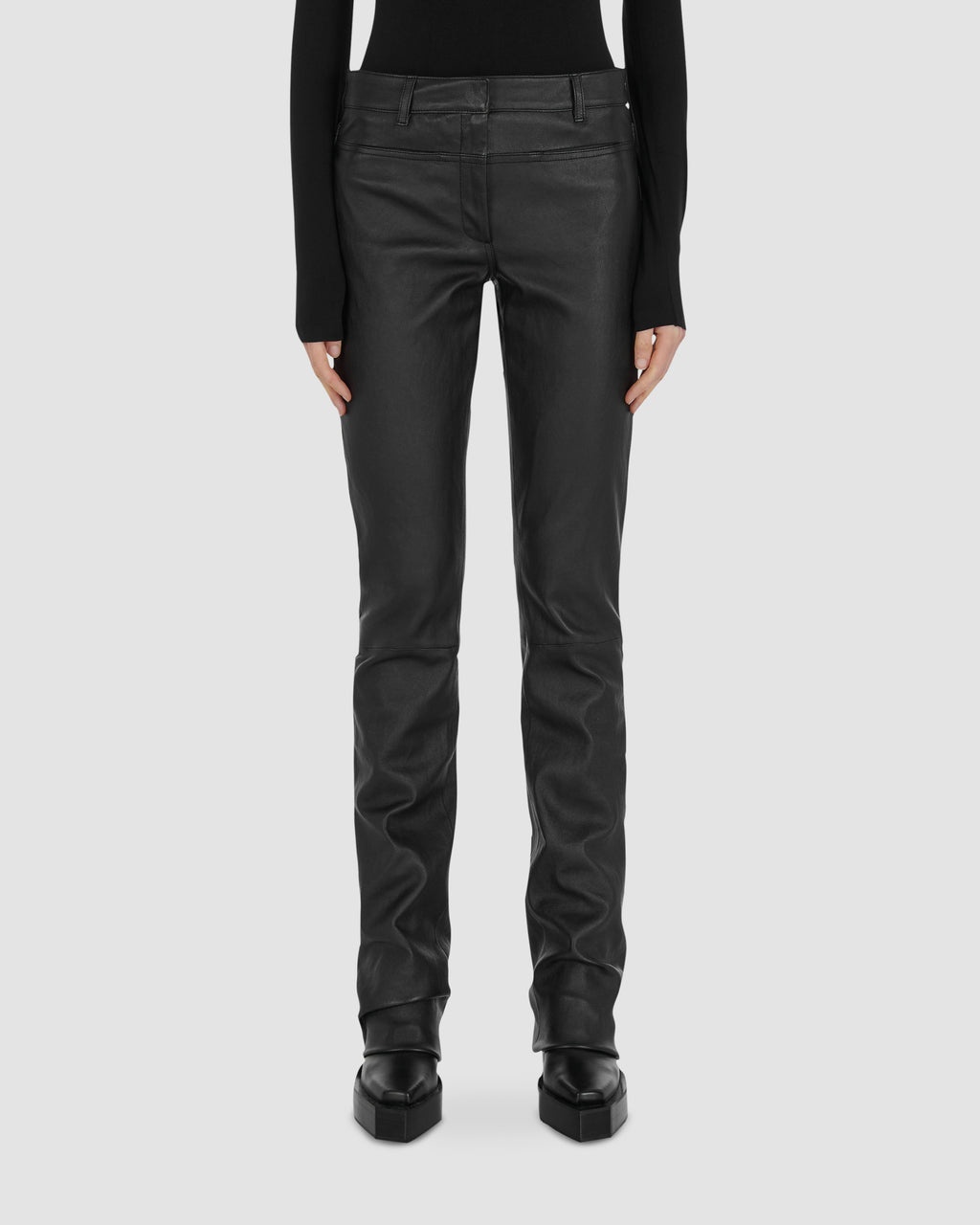 BACK BUCKLE LEATHER PANT - 2