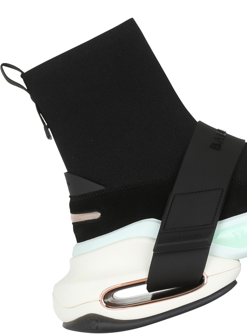 Balmain Suede and knit B-Bold sneakers with straps outlook