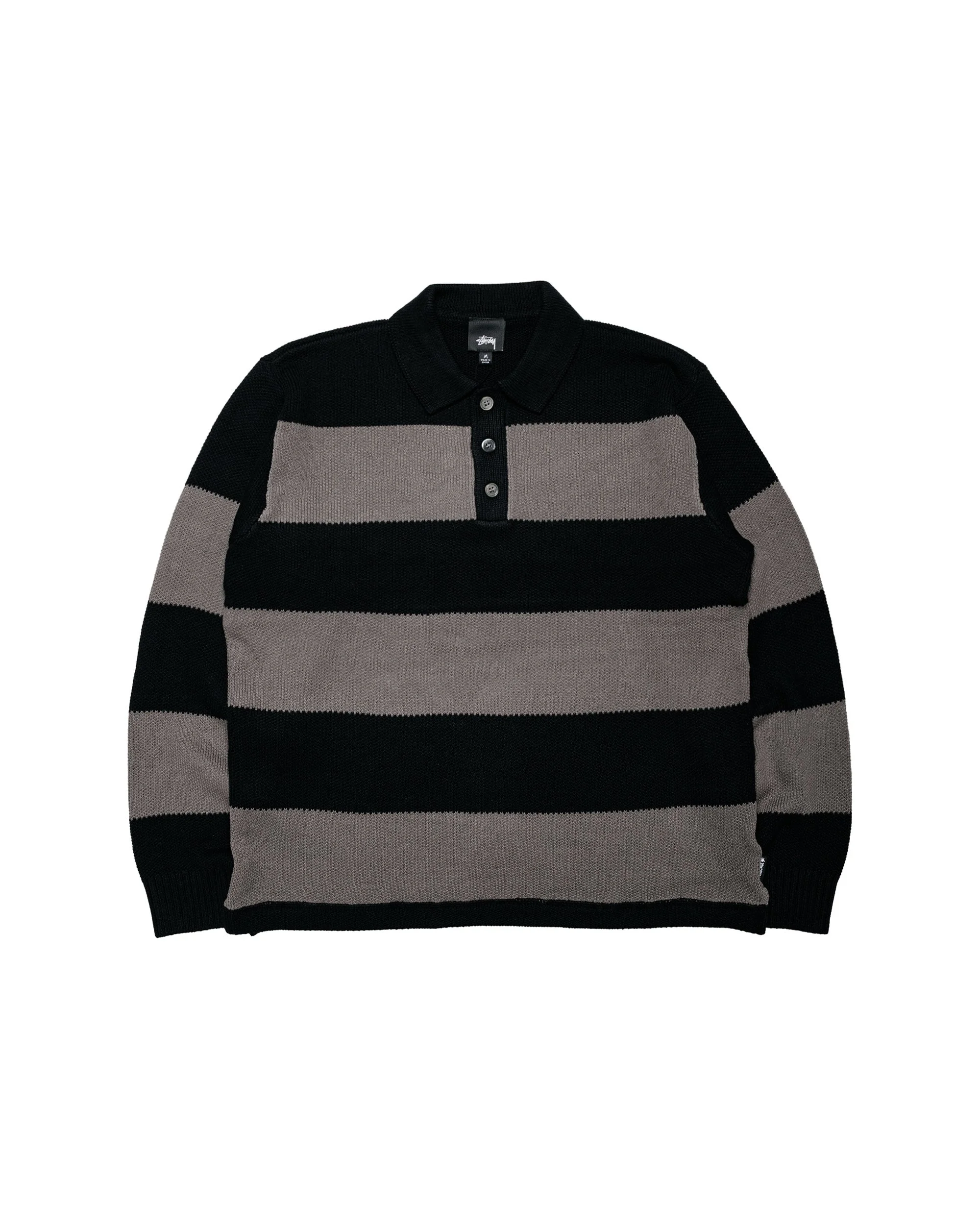 Stüssy Pique Knit Stripe Rugby Black - 1