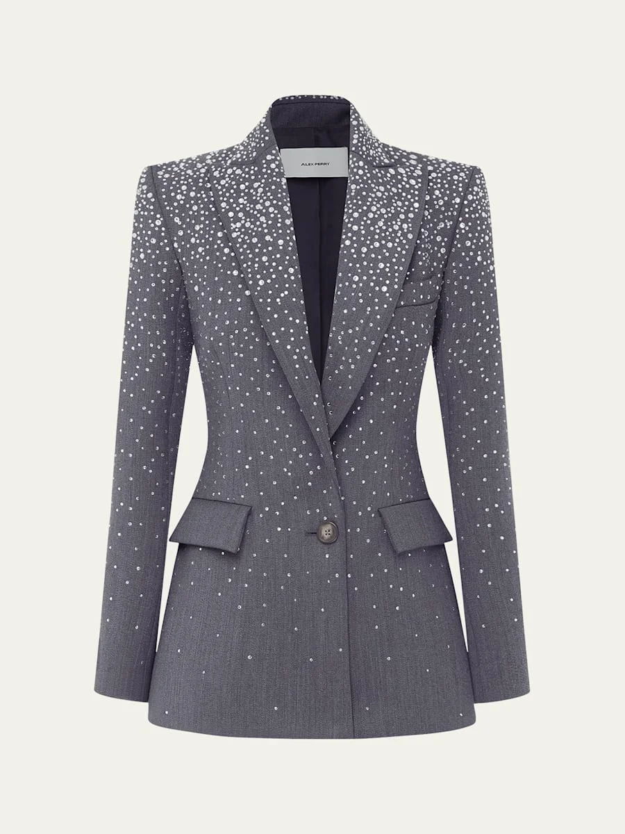 Crystal Single-Breasted Fitted Blazer - 1