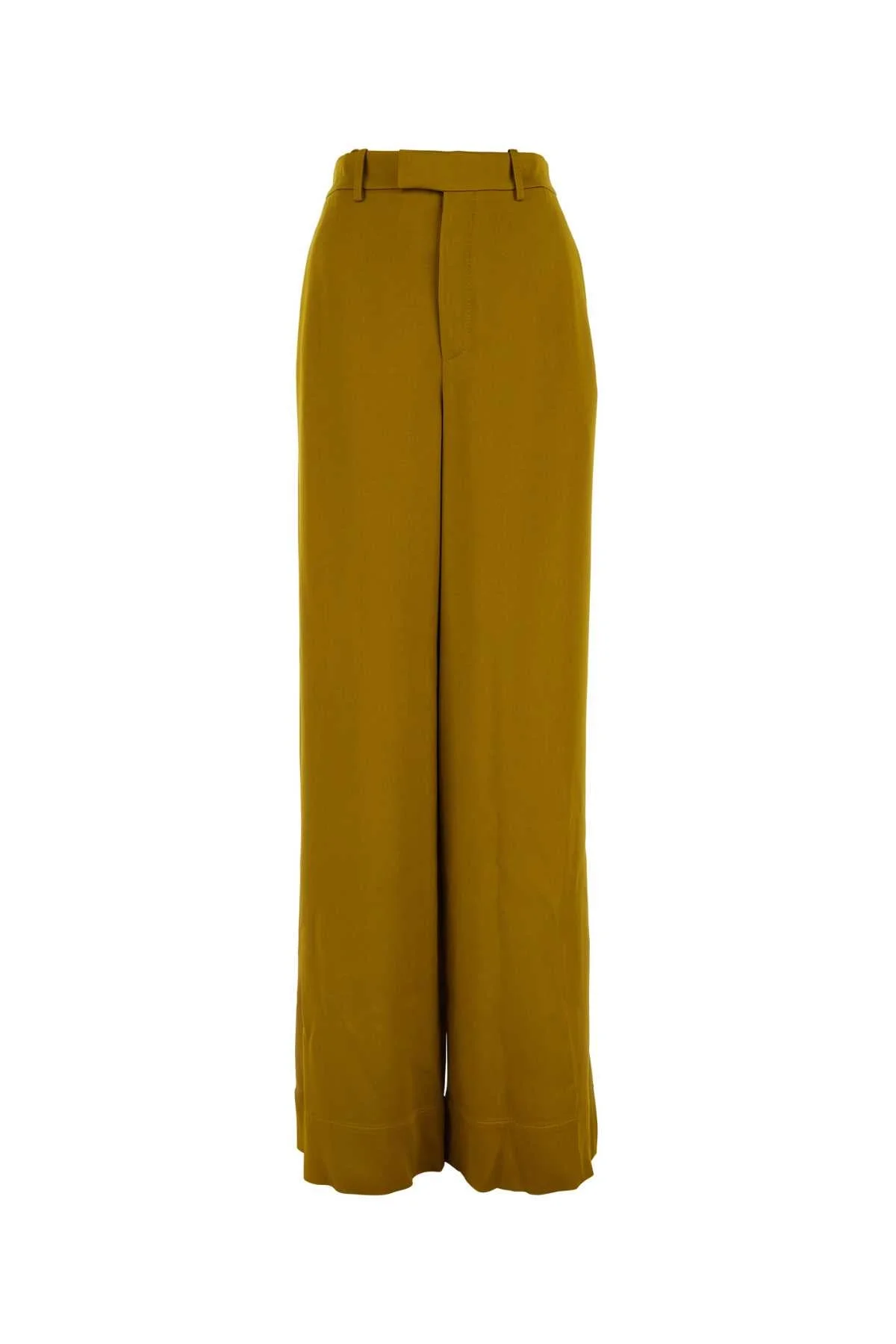 Saint Laurent Women Ochre Satin Wide-Leg Pant - 1