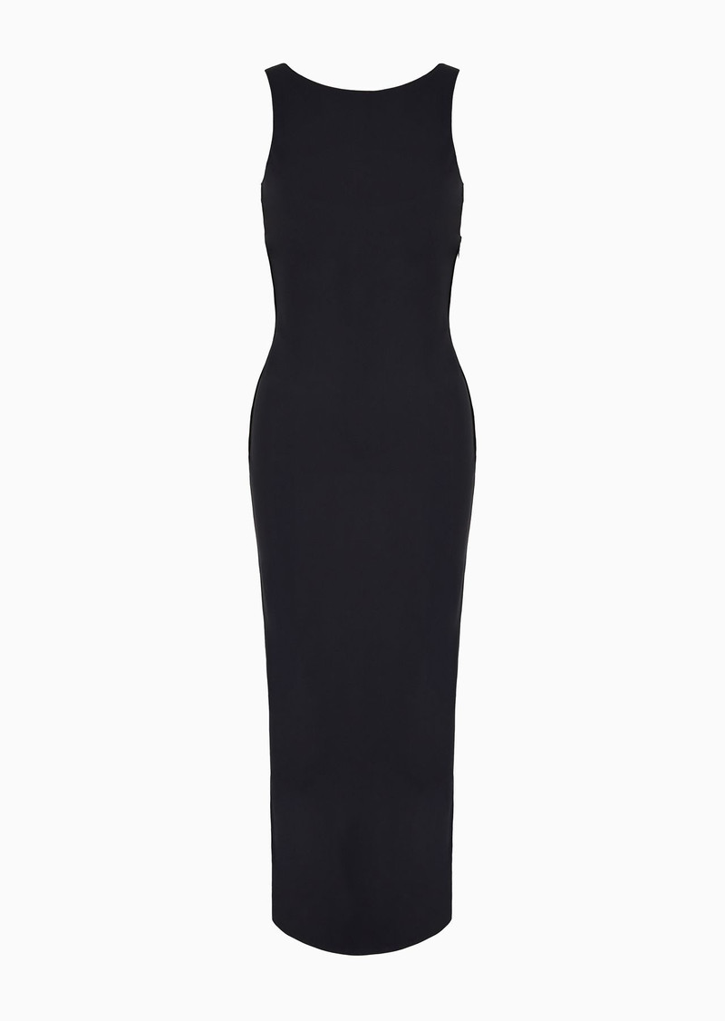 Scuba-jersey long sheath dress 1