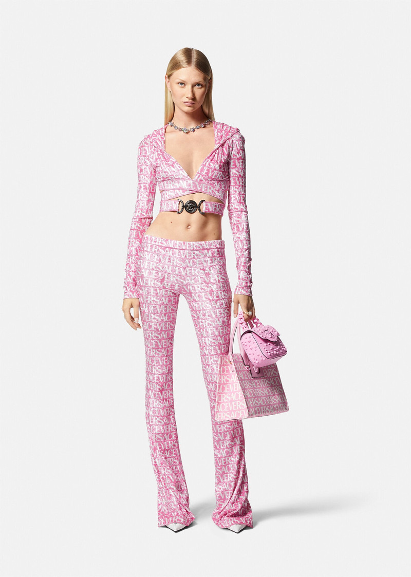 VERSACE Versace Allover Velvet Crop Hoodie outlook