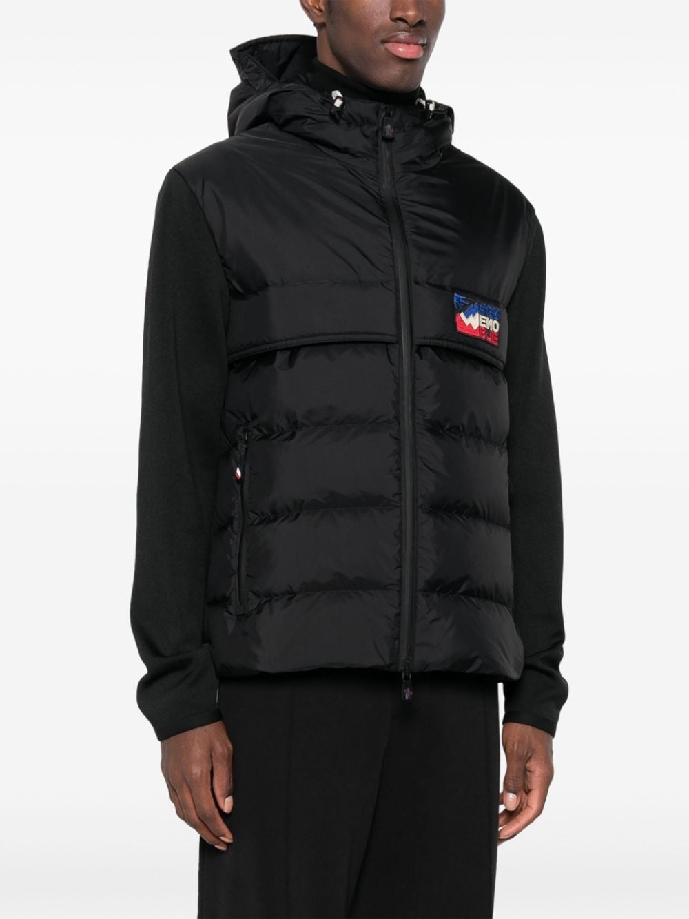 quilted-panel hooded cardigan - 3