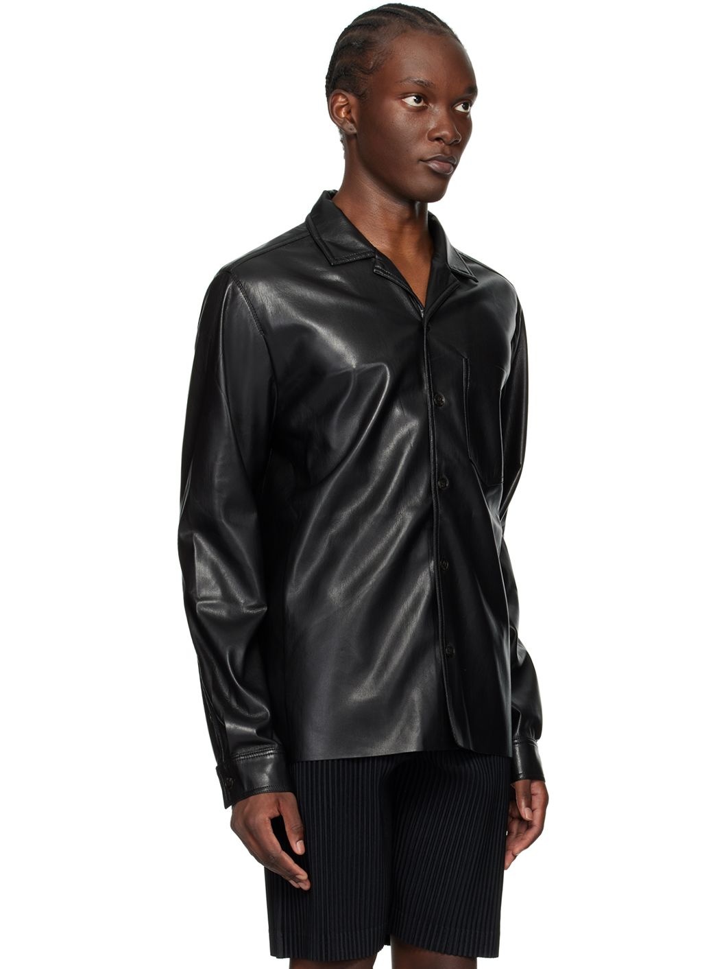 Black Duco Vegan Leather Shirt - 2
