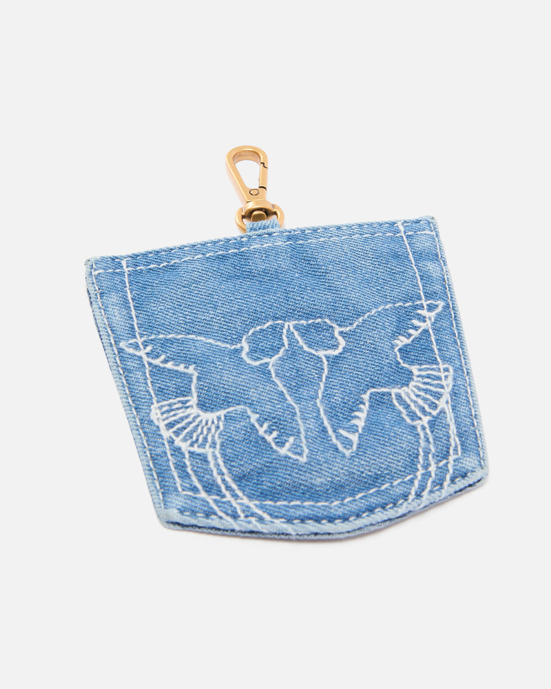 POCKET-SHAPED CARD HOLDER CHARM IN DENIM 3