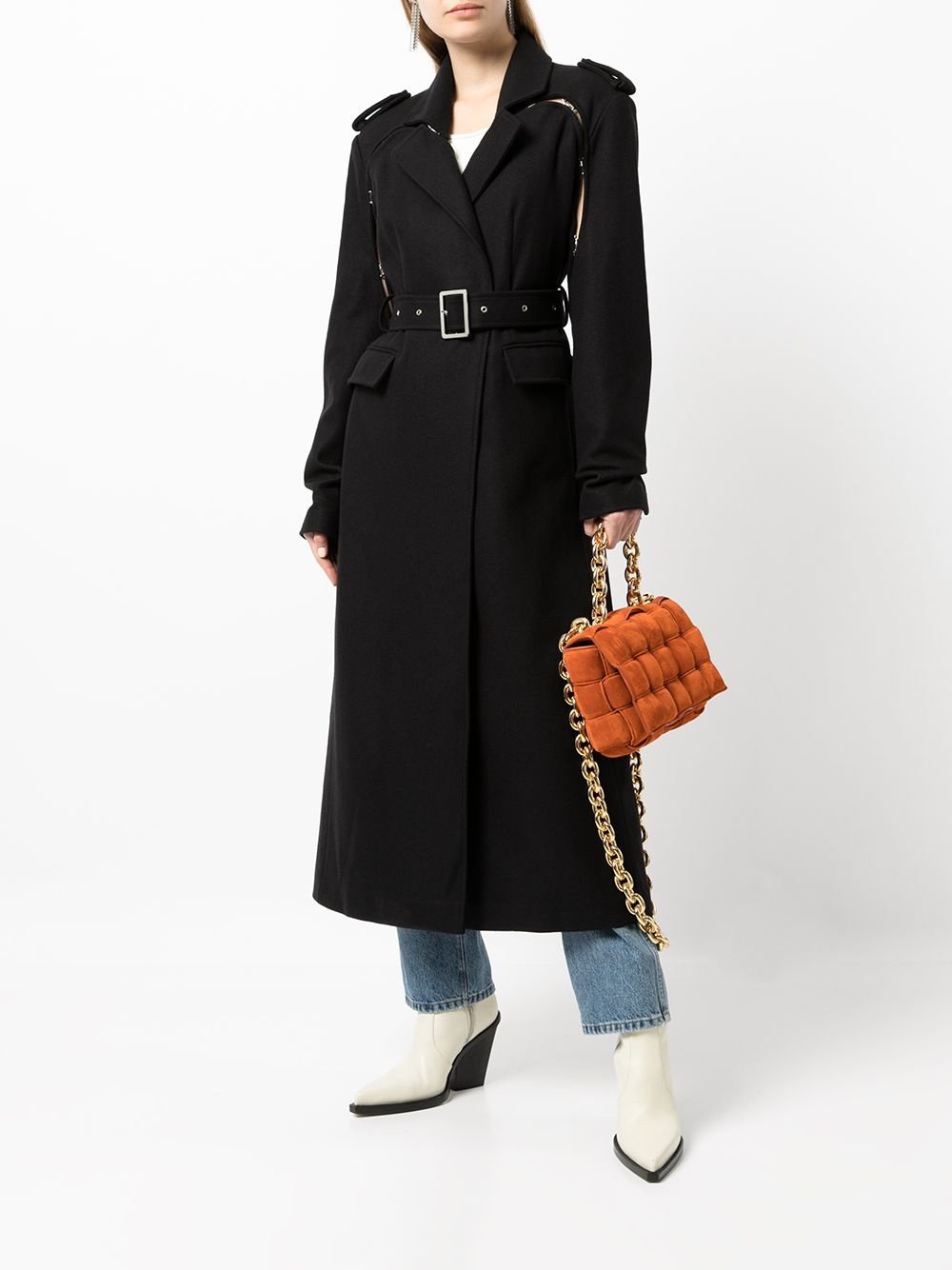 belted long trench coat - 2