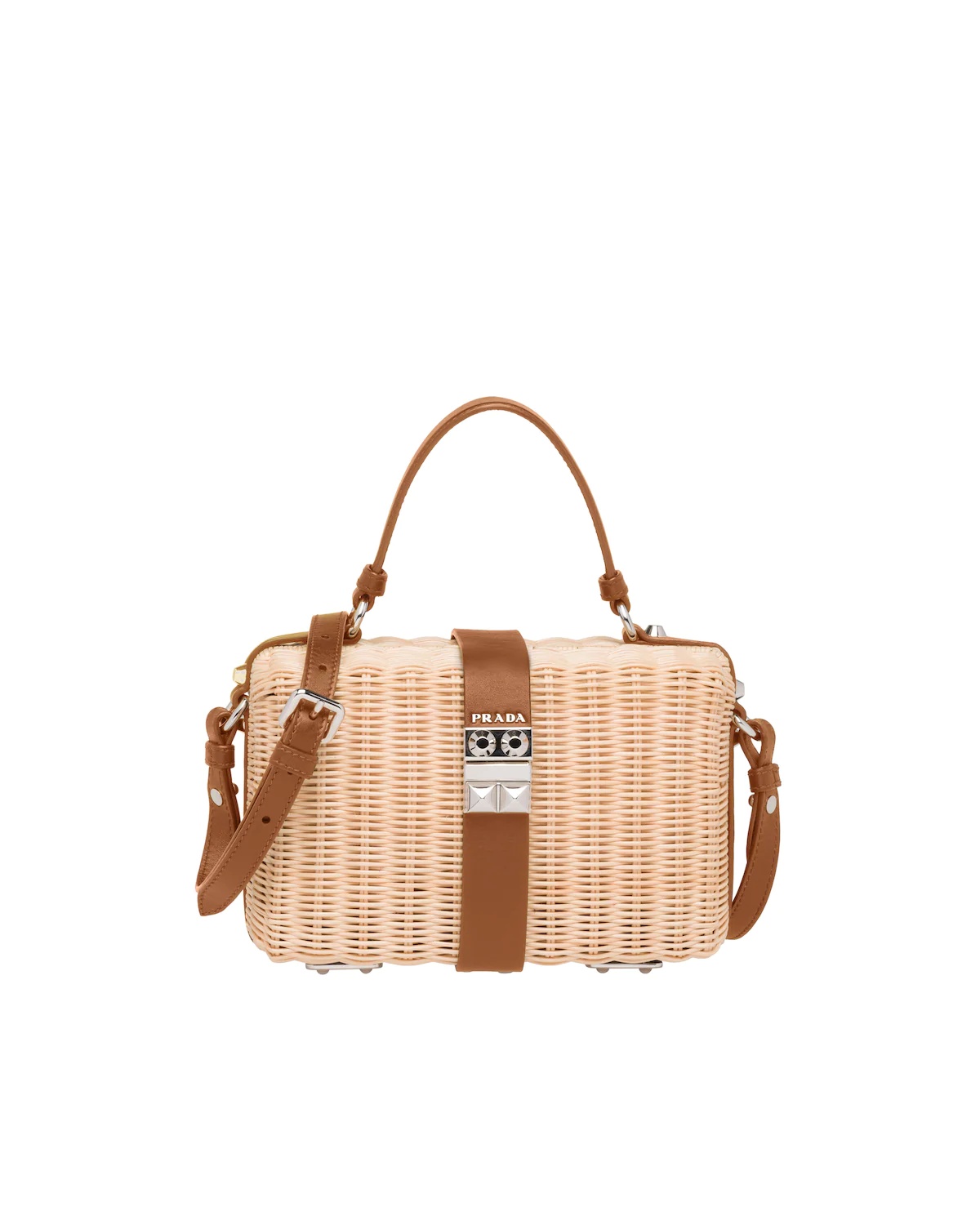 Wicker and leather shoulder bag - 1