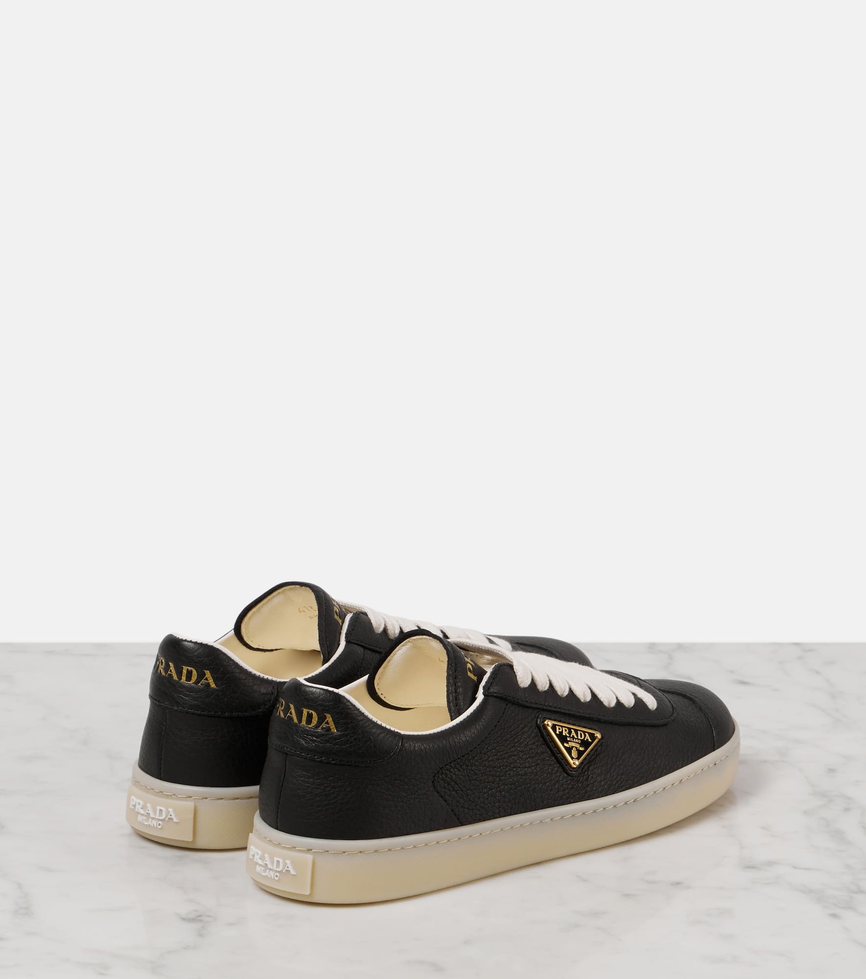 Logo leather sneakers - 3