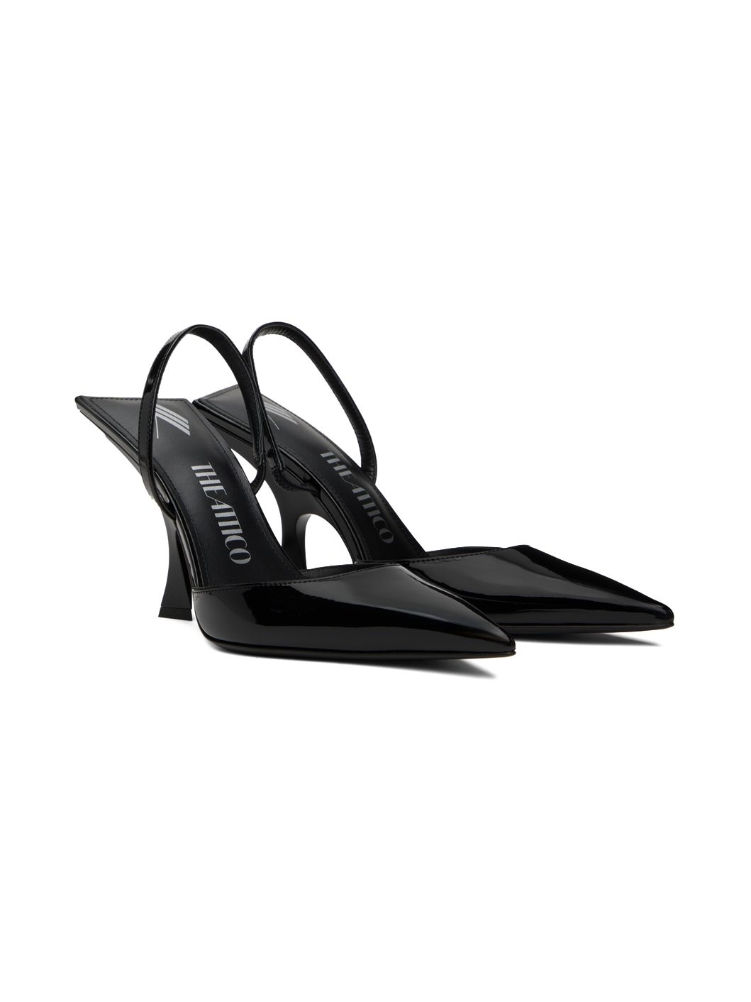 Black Ester Slingback Heels - 4