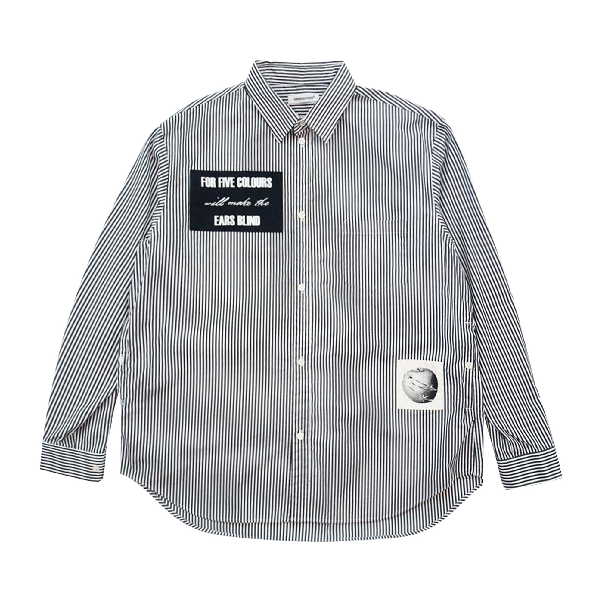 Undercover Patch Striped Shirt 'Black' - 1