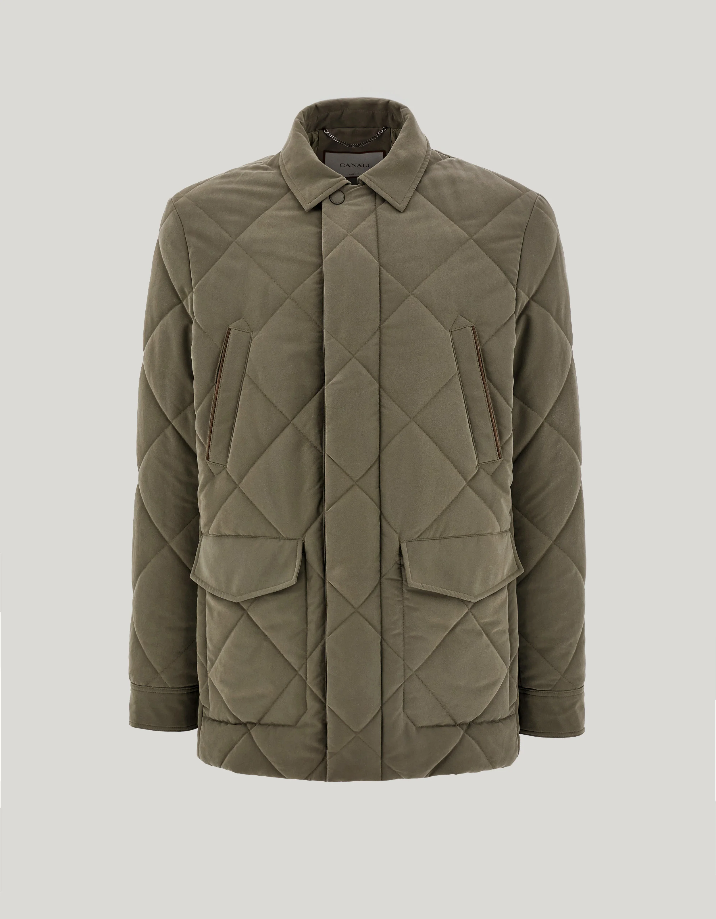 SAGE GREEN UTILITY JACKET IN TECHNICAL FABRIC - 1